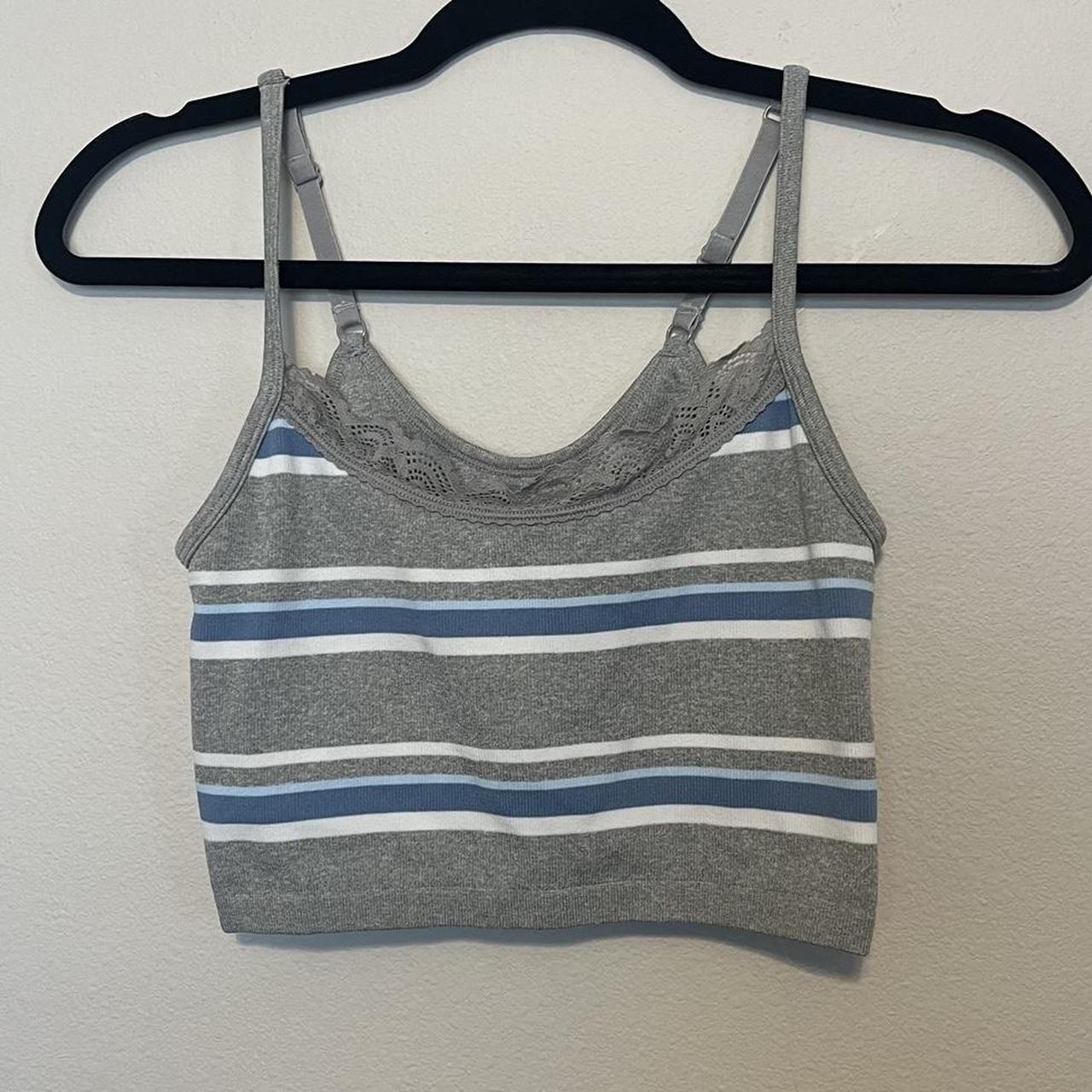 • Aerie Striped Lace Tank Top, • Color Grey with Blue