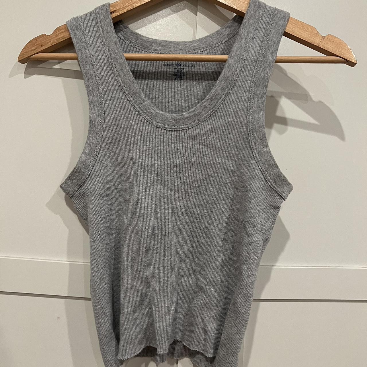 Grey Brandy Melville Ribbed Tank Perfect Condition... - Depop