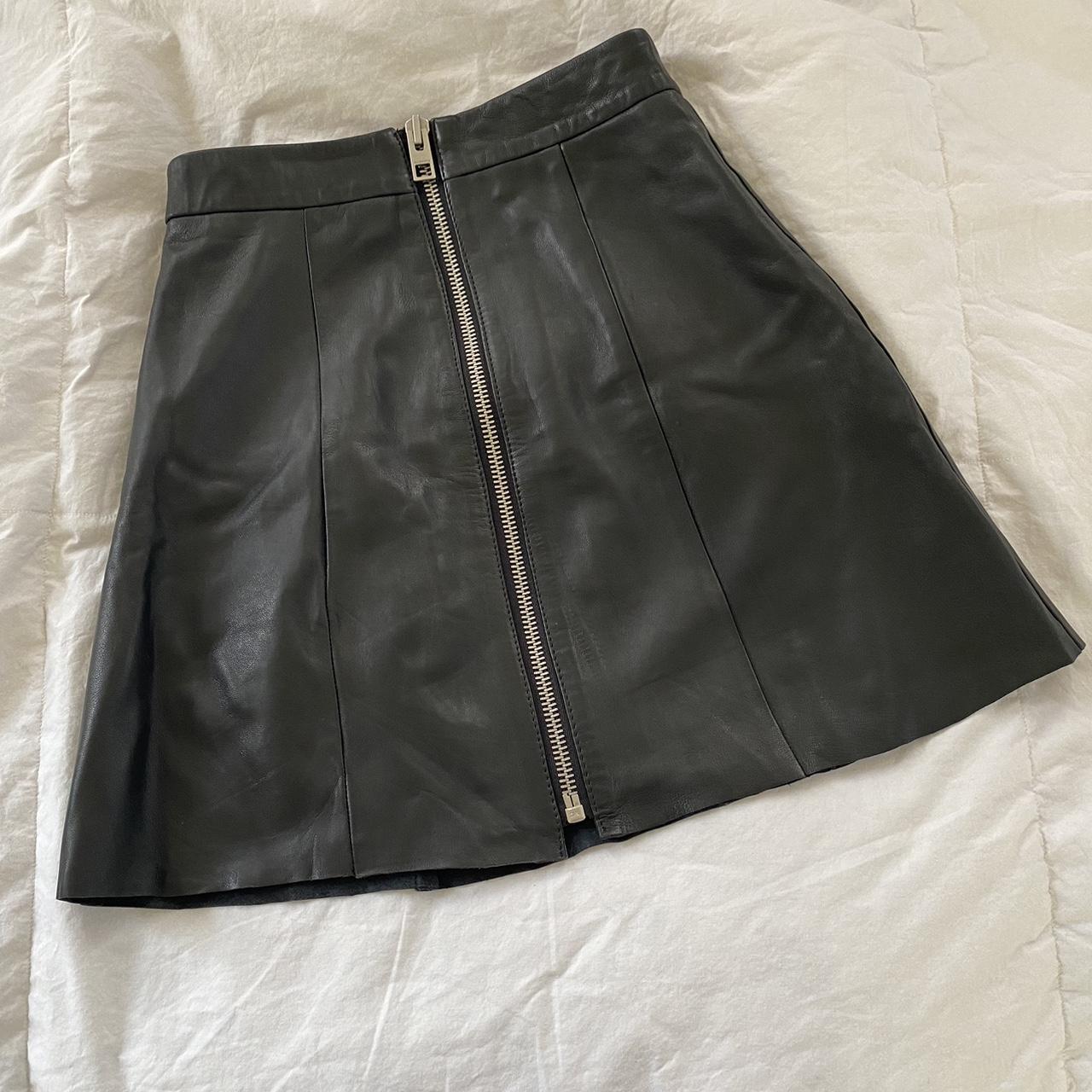 Size 24 hotsell black leather skirt