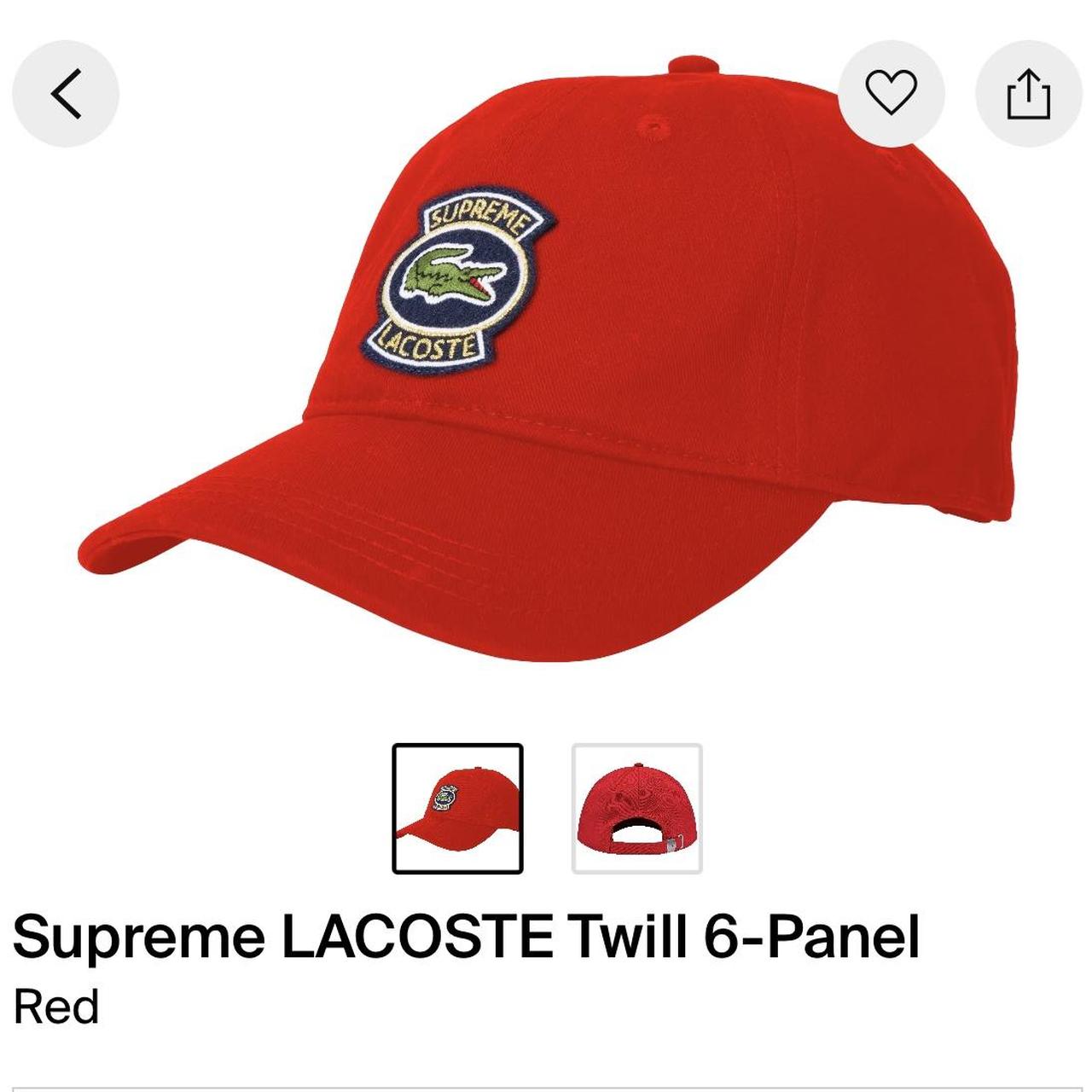 Brand new Supreme X Lacoste Twill 6-Panel hat,...