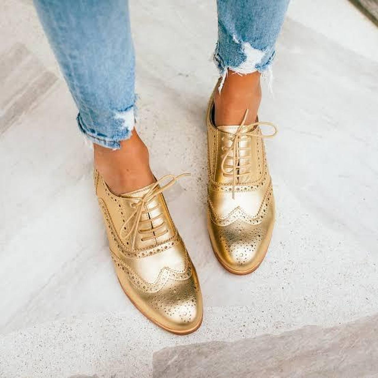 metallic brogues womens