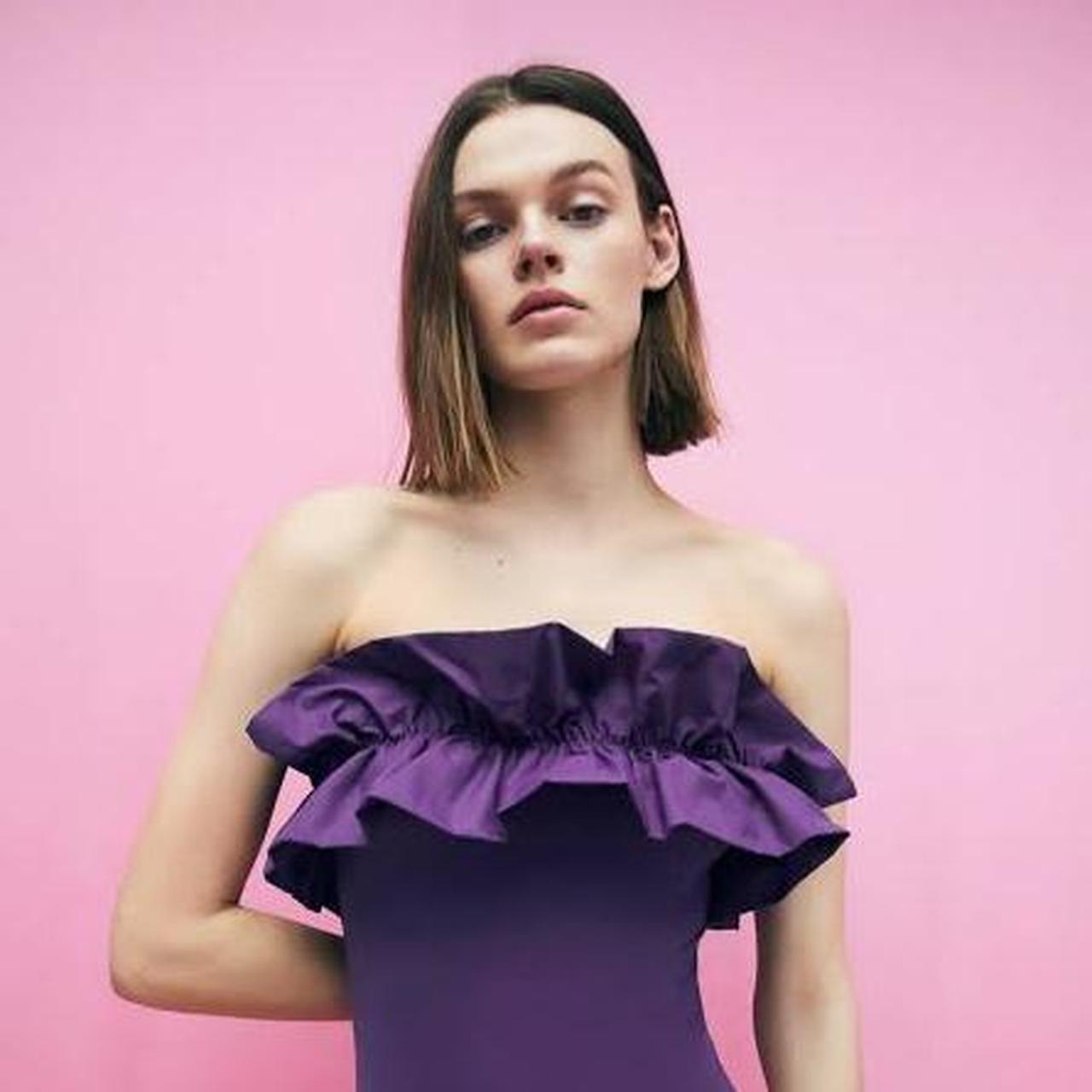 Zara, purple raffle swimsuit can be worn as a top as... - Depop