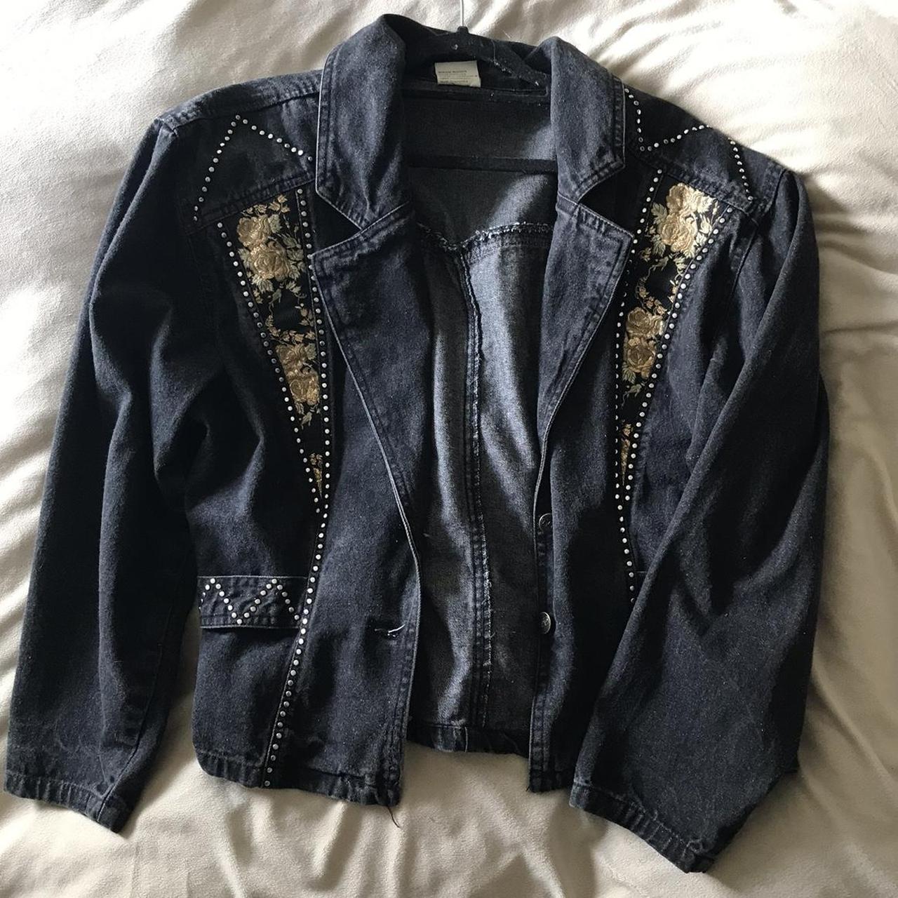 Black and gold denim jacket hotsell