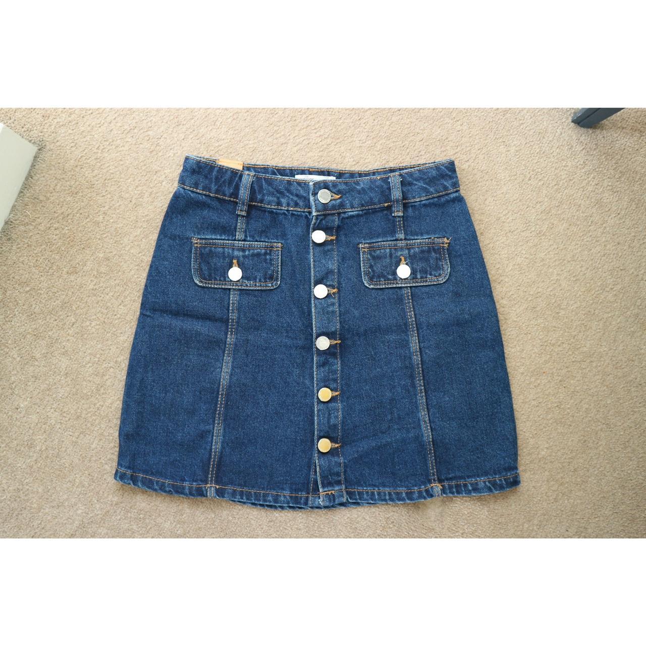 Zara button outlet down denim skirt