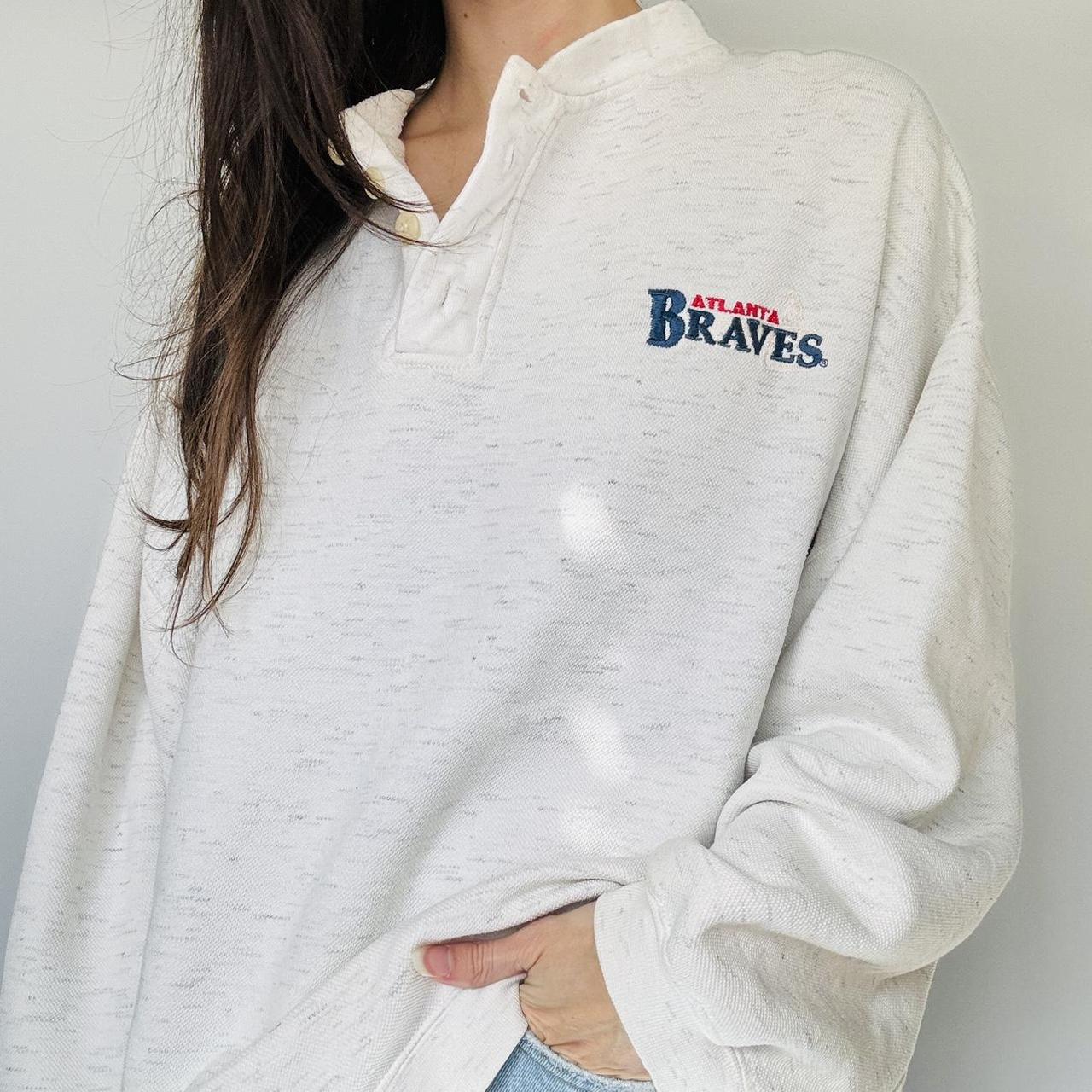 Vintage Atlanta Braves sweat pullover w embroidered - Depop