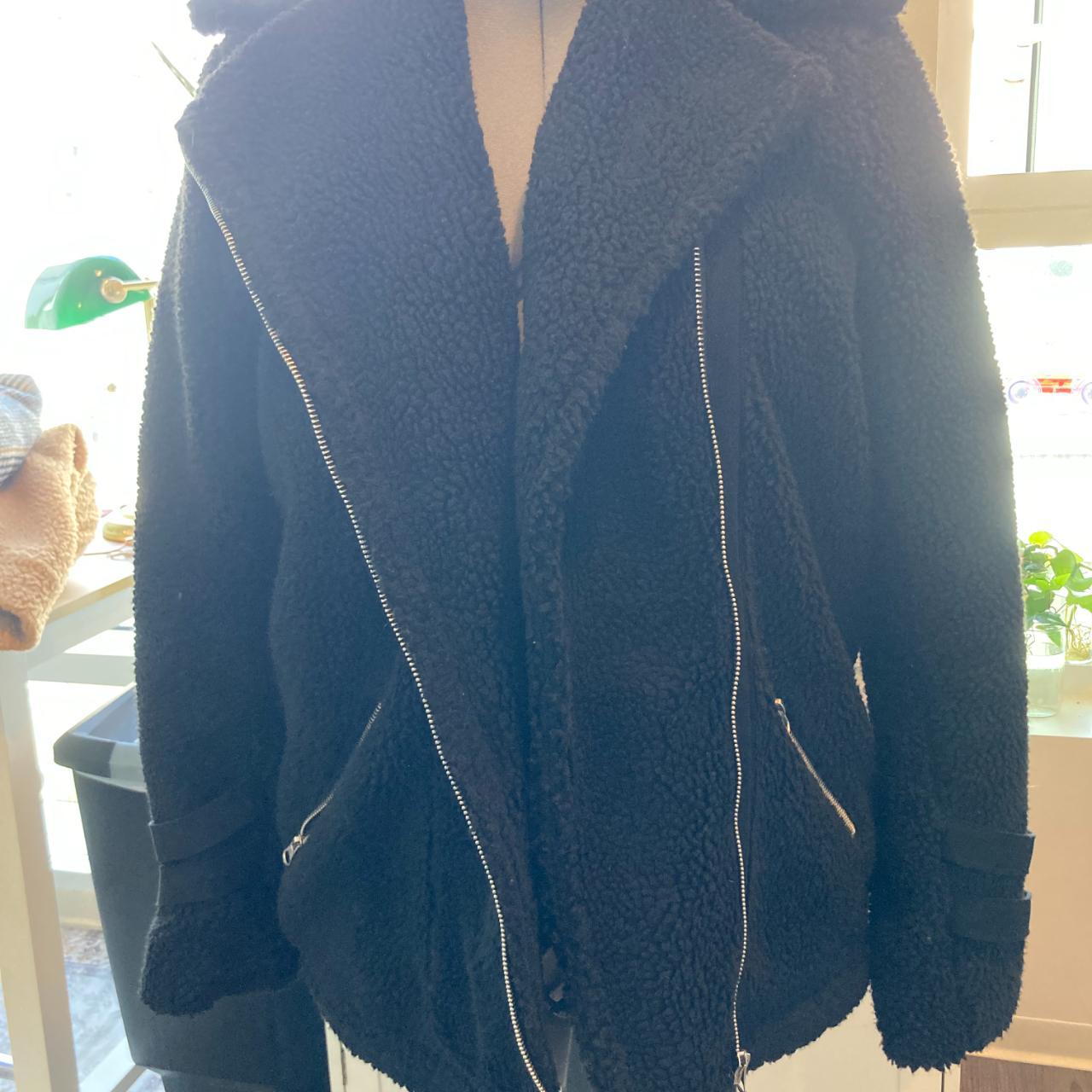 Black Teddy Coat Thick Warm With Buckles On The Arms - Depop