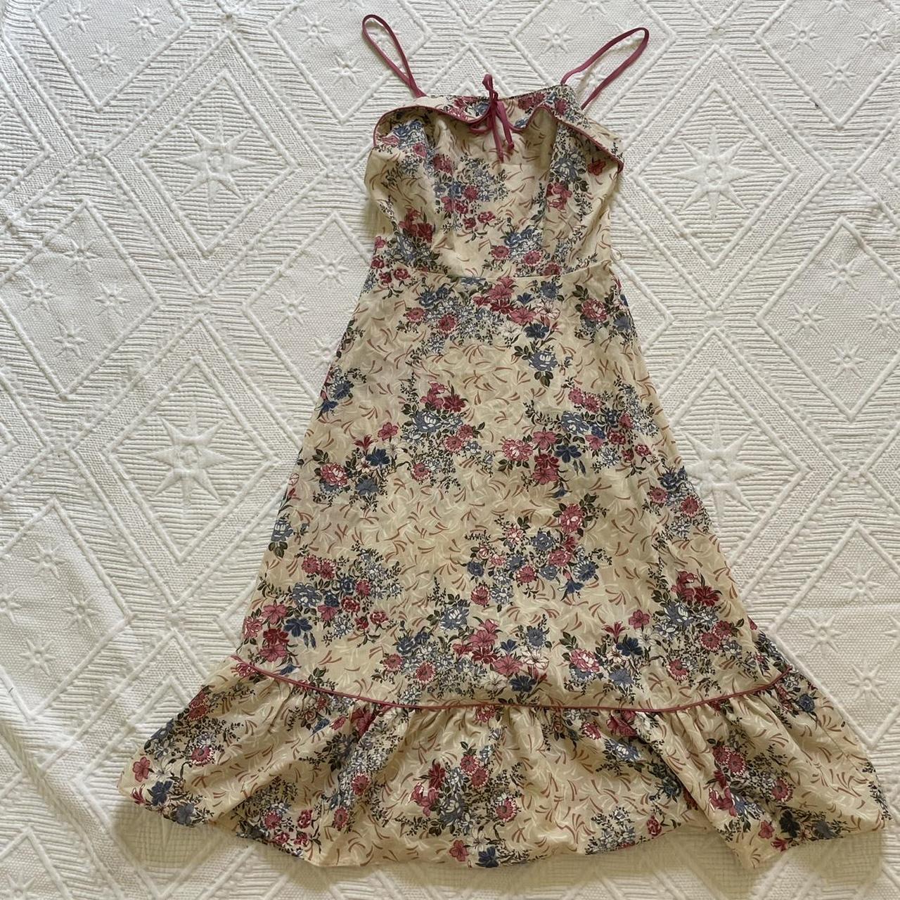 Women's Yellow and Cream Dress Depop