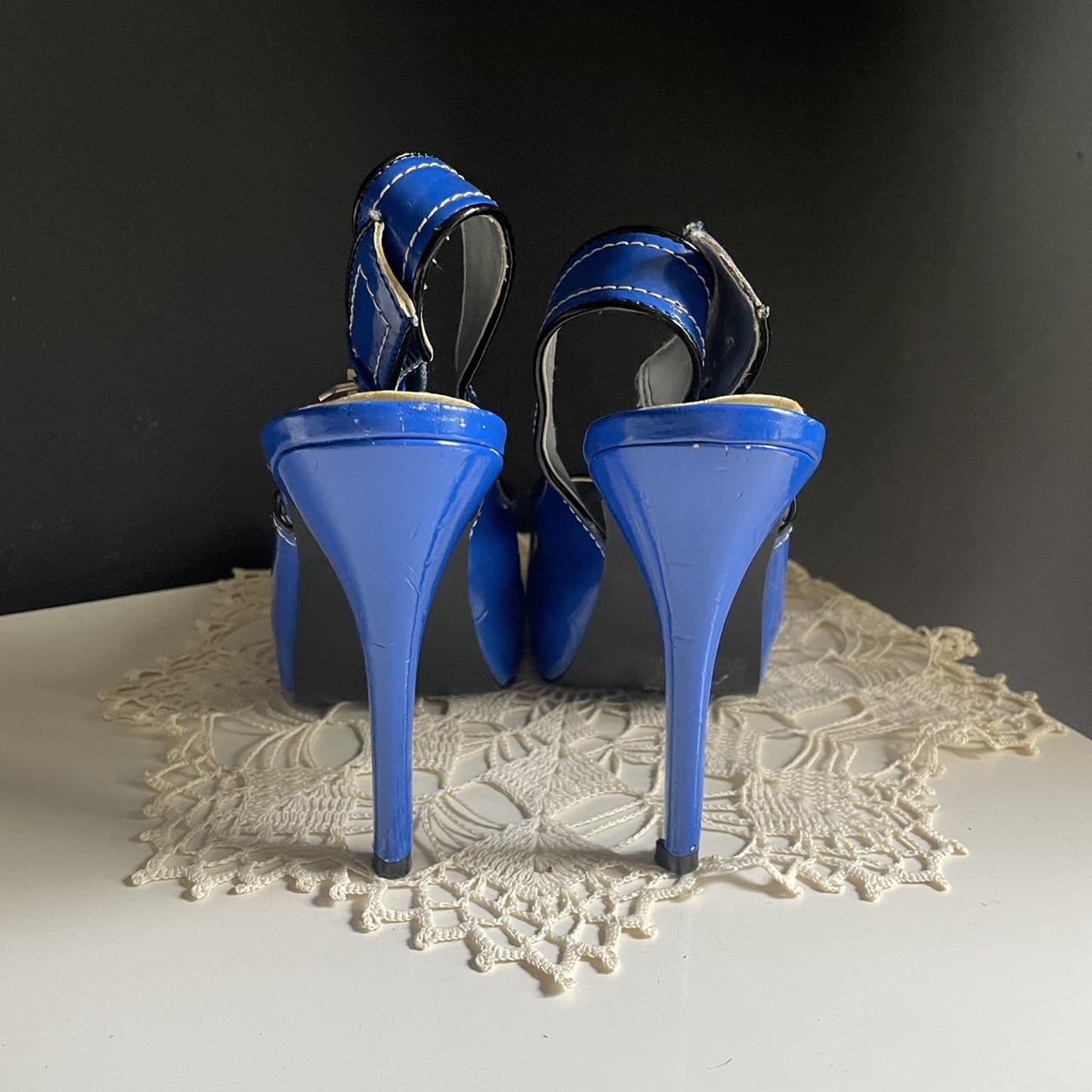 Royal blue and 2024 silver high heels