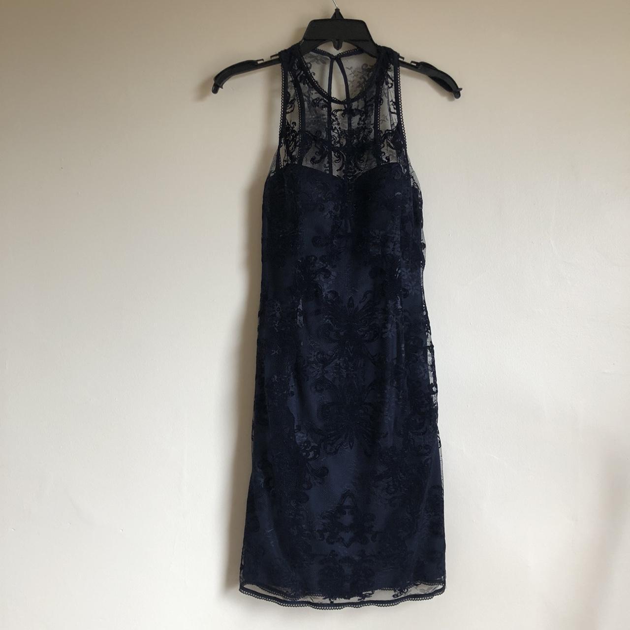 Stunning navy lace Adrianna Papell dress with open Depop