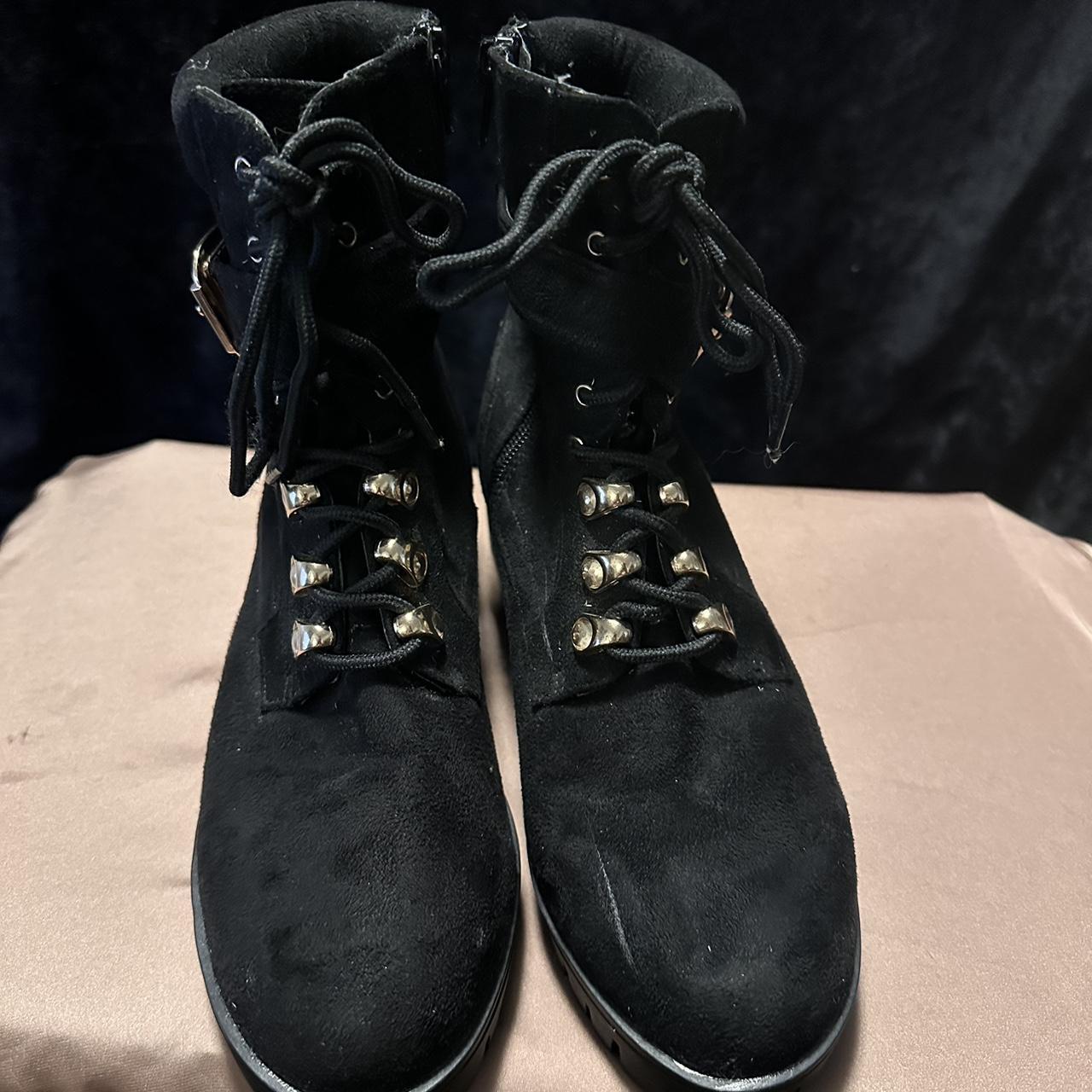 Suede combat boots #combotboots #blackboots - Depop