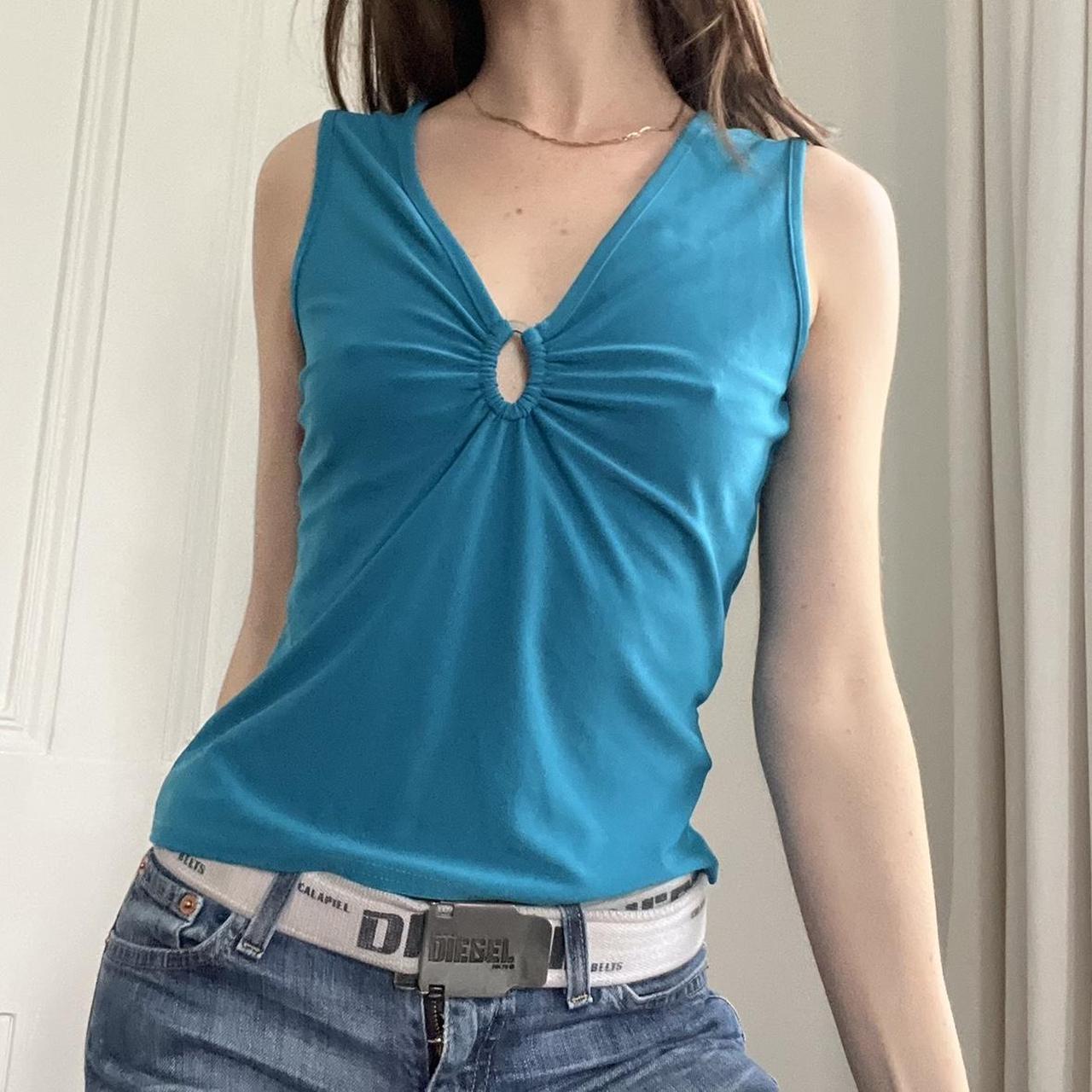 vintage 90s cami 💋 ABOUT THIS ITEM blue cami with... - Depop