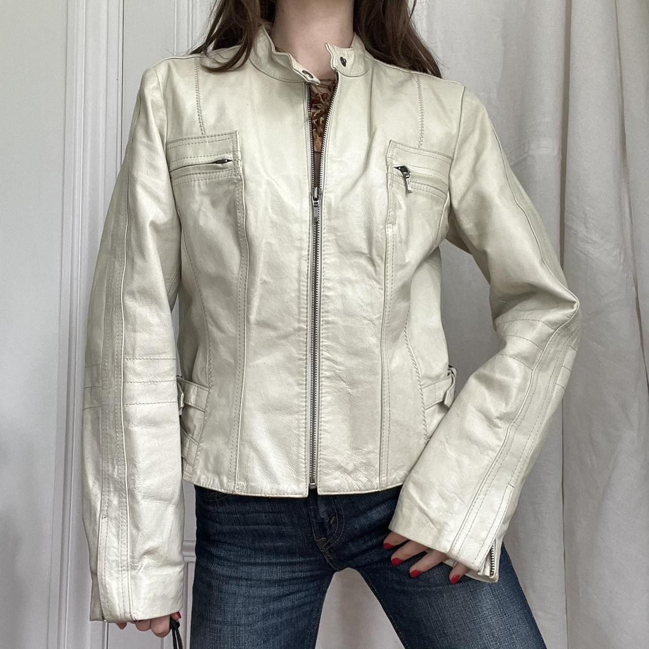 Women's Cream and Silver Jacket Depop