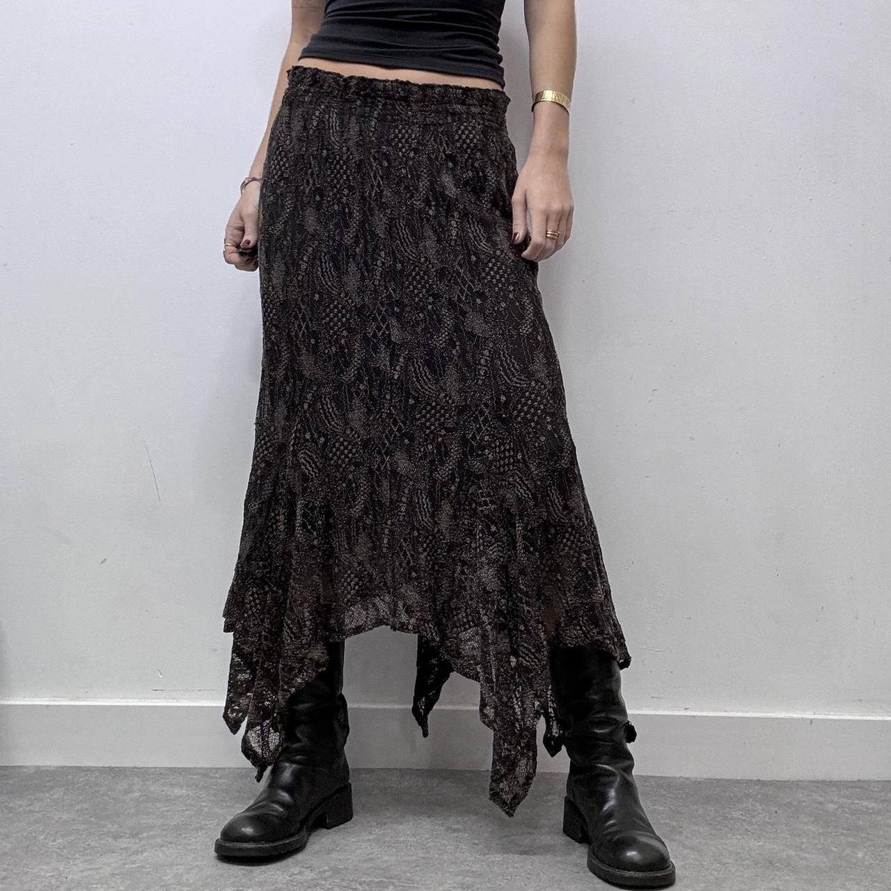 sheer lace handkerchief flutter fairy maxi skirt