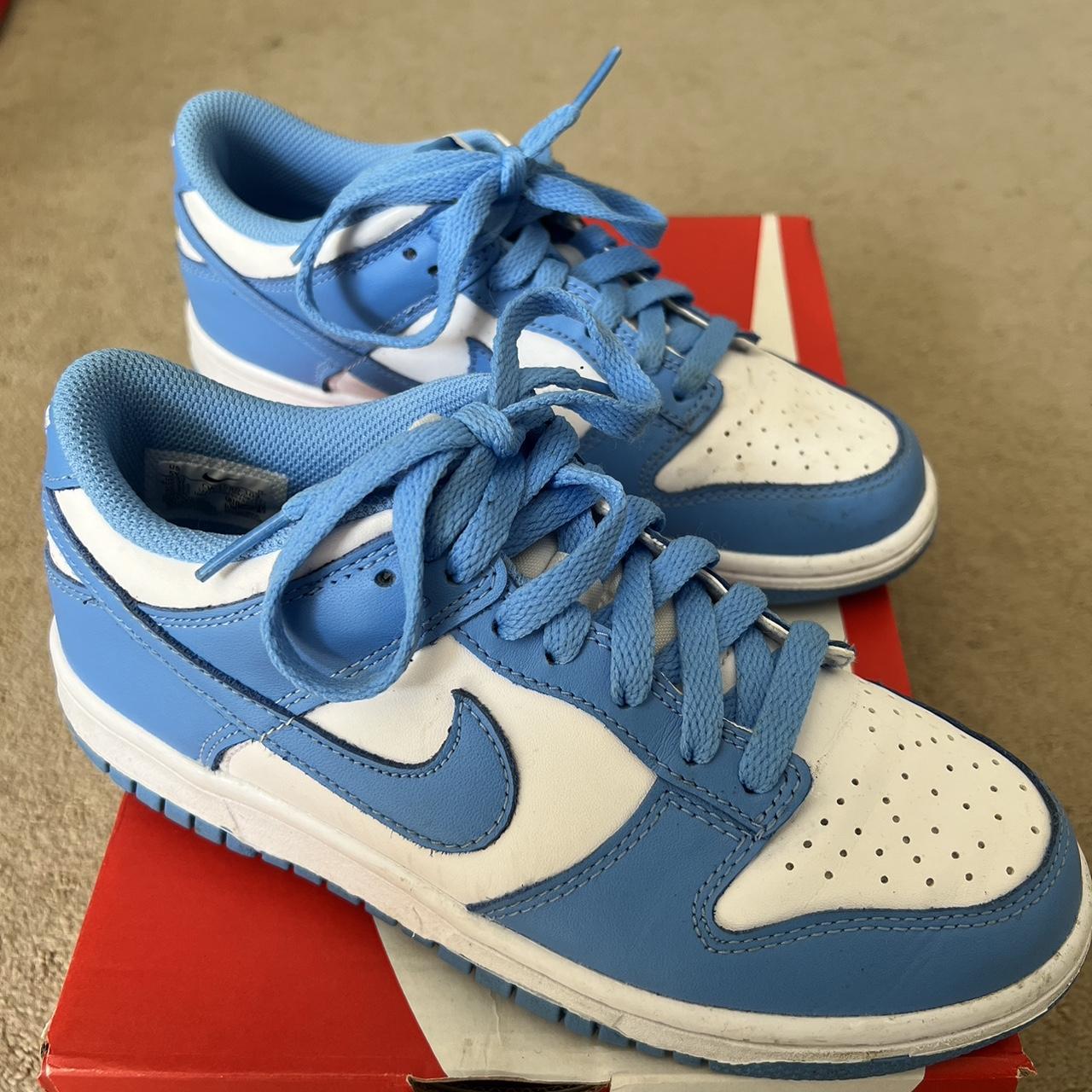 Nike dunk low GS University blue Size 5Y which is... - Depop
