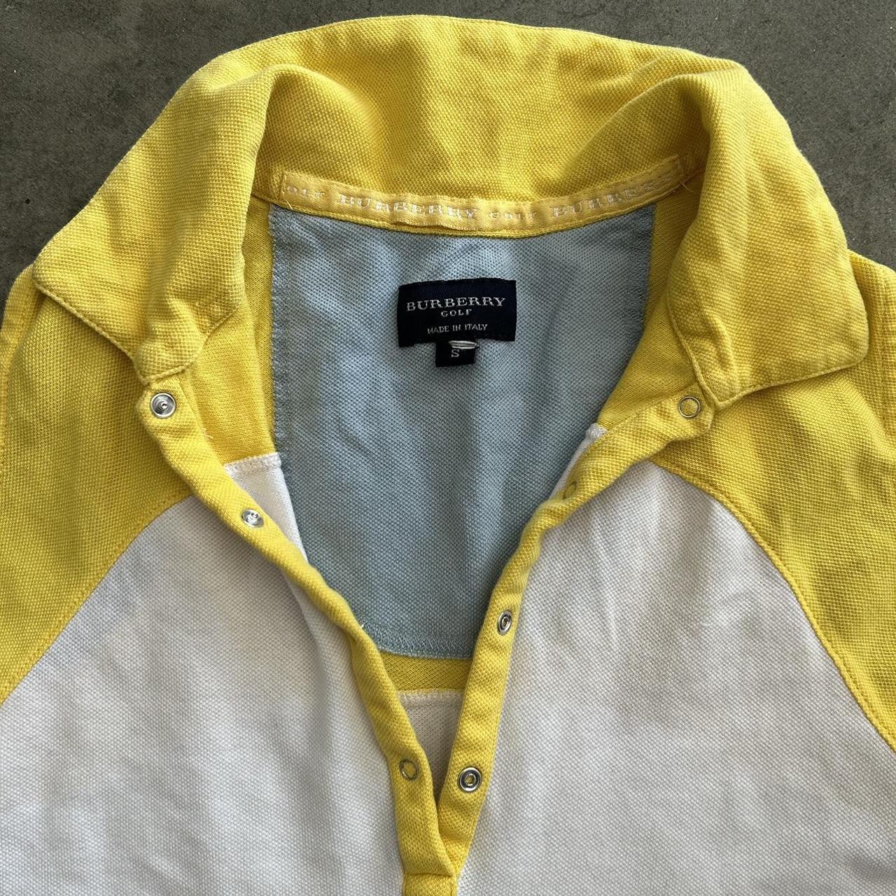 Burberry Women's White and Yellow Poloshirts Depop