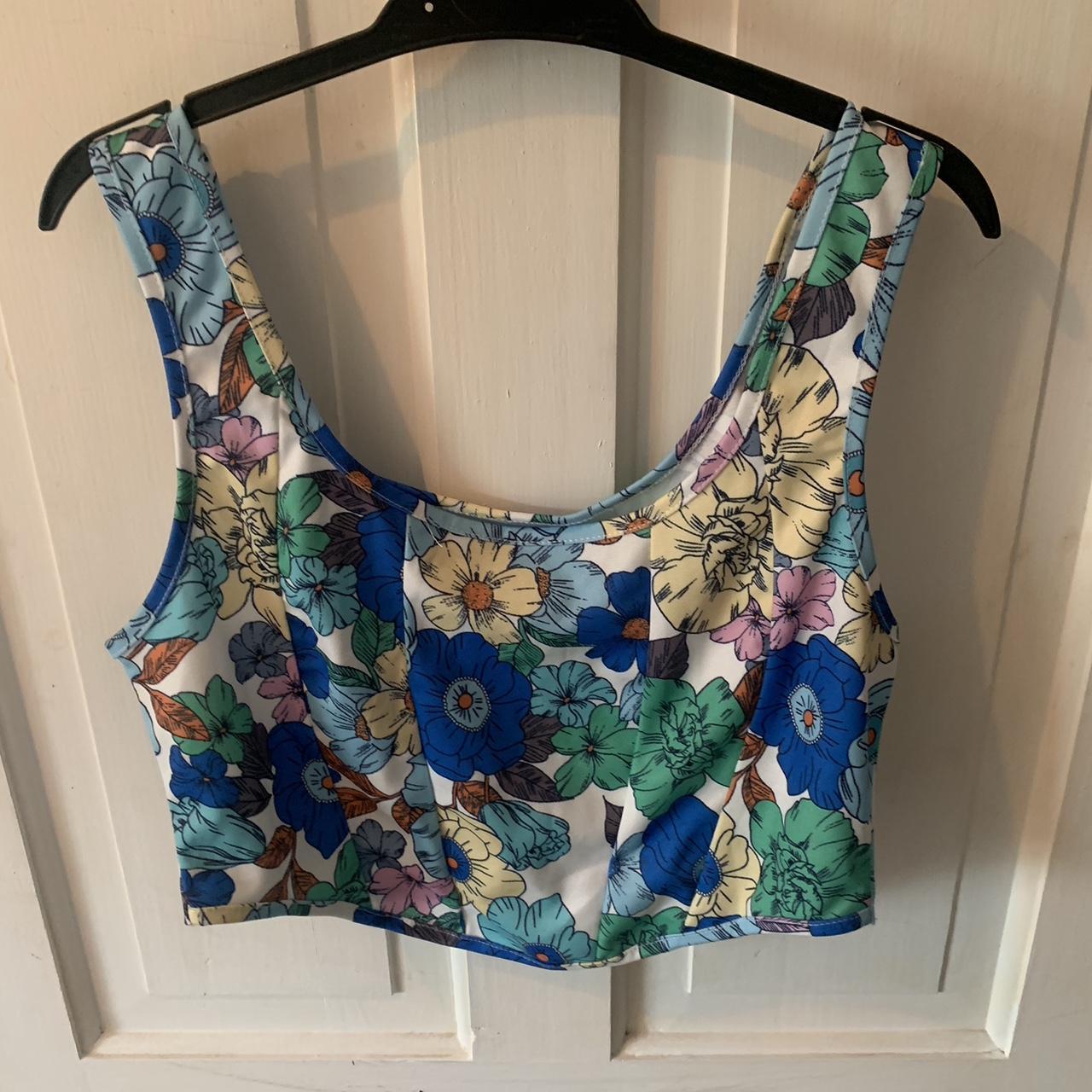 Floral corset top, you can see the lines of the... - Depop