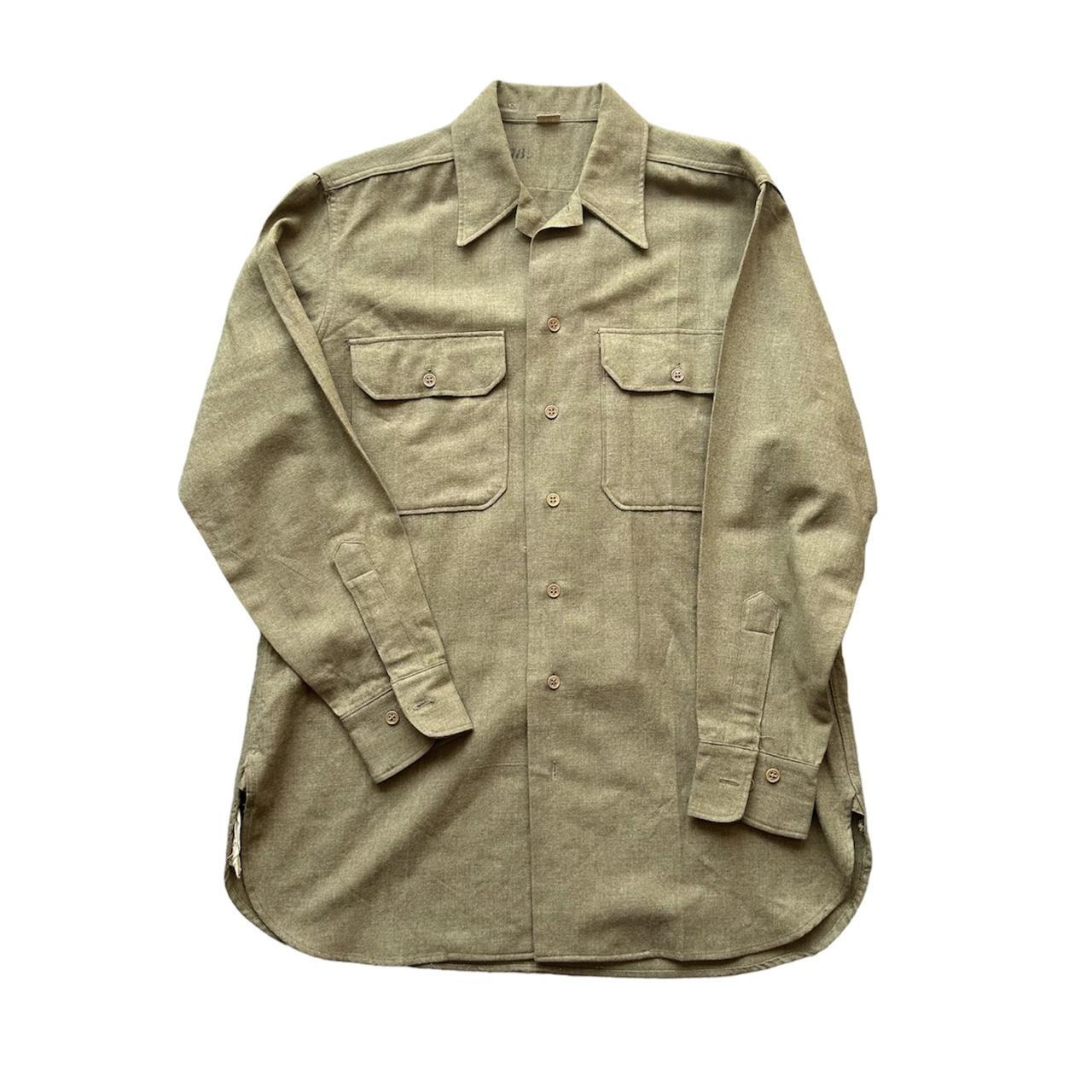 Vintage 1940s Military wool shirt Measures... - Depop