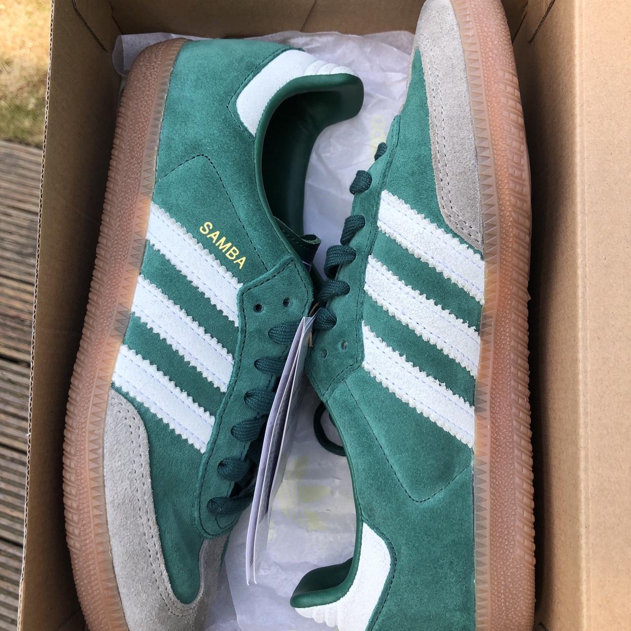 Adidas Men's Green and White Trainers | Depop