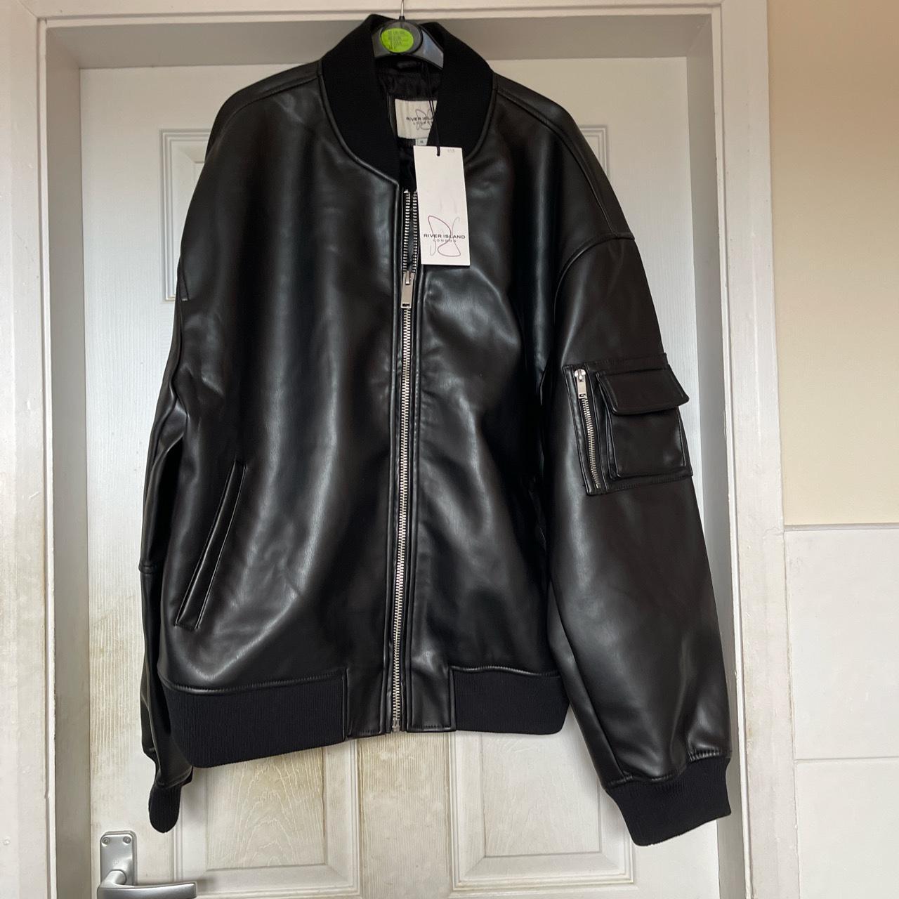 River island London leather jacket size large men’s... - Depop