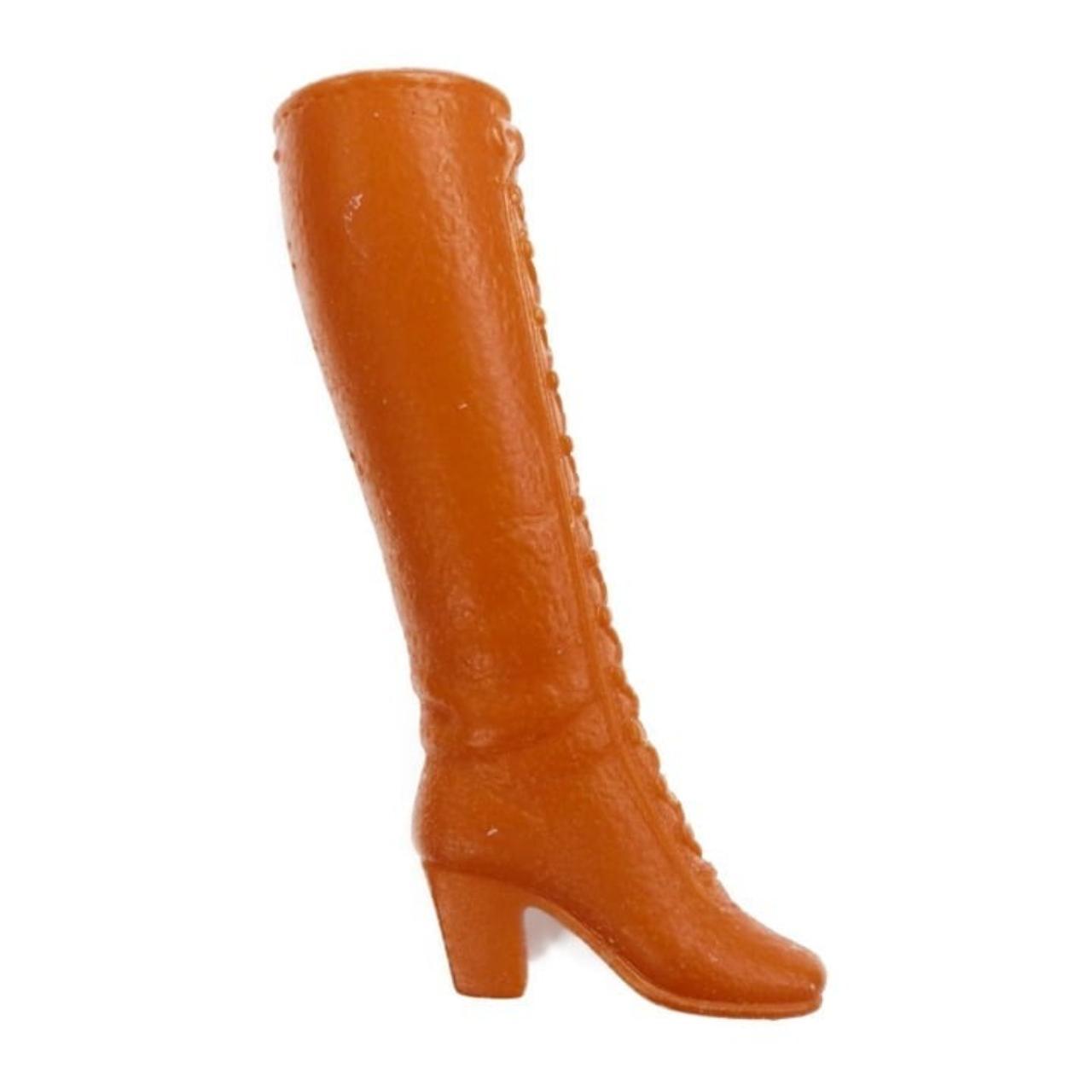 Vintage Barbie 1970s Tall Lace Up Boot Orange Depop