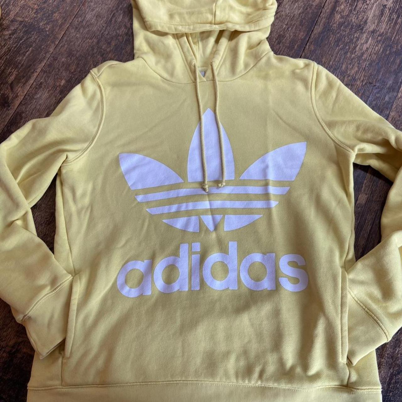 Adidas yellow hoodie with pockets - Depop