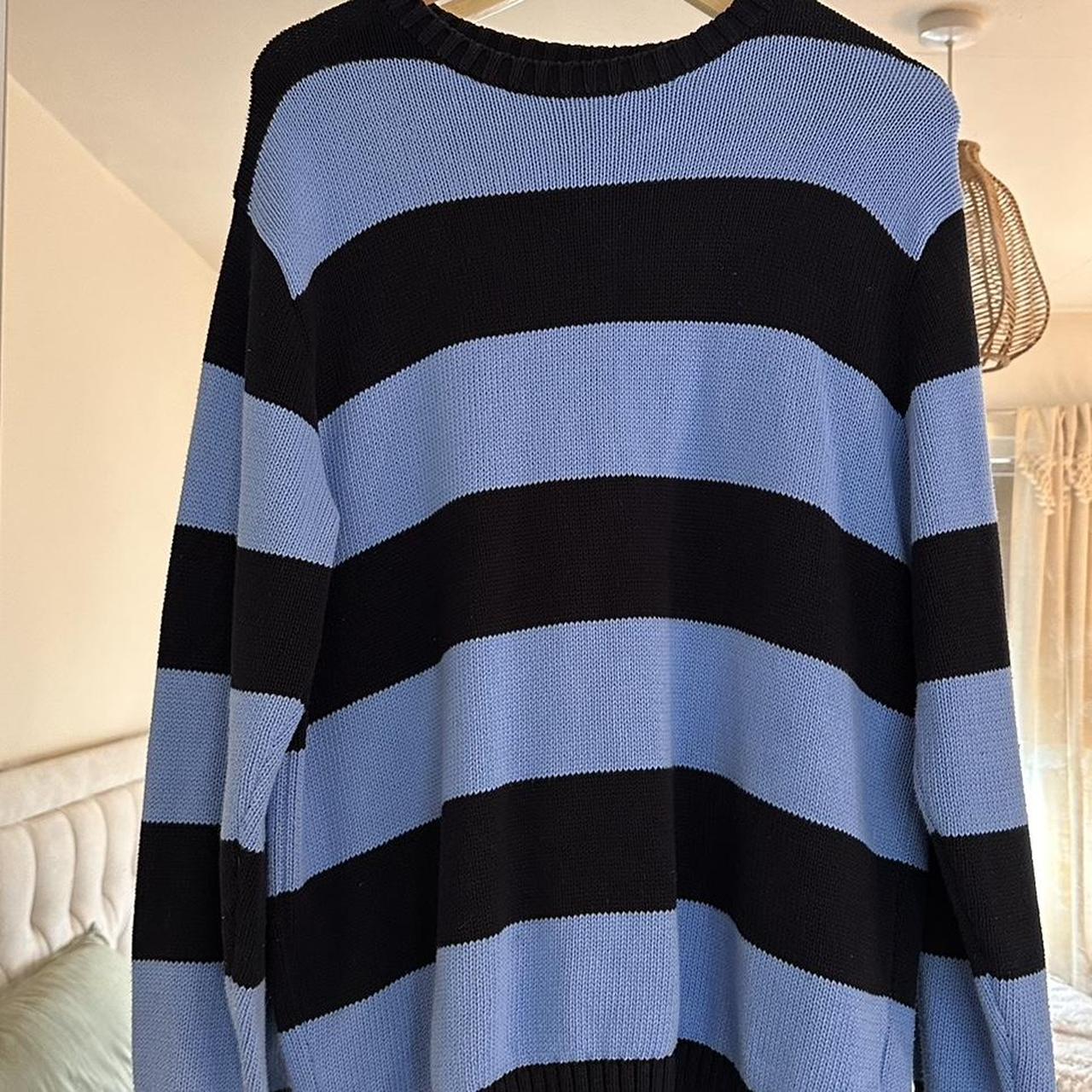 Brandy Melville Blue Stripe Thick Brianna Sweater... - Depop