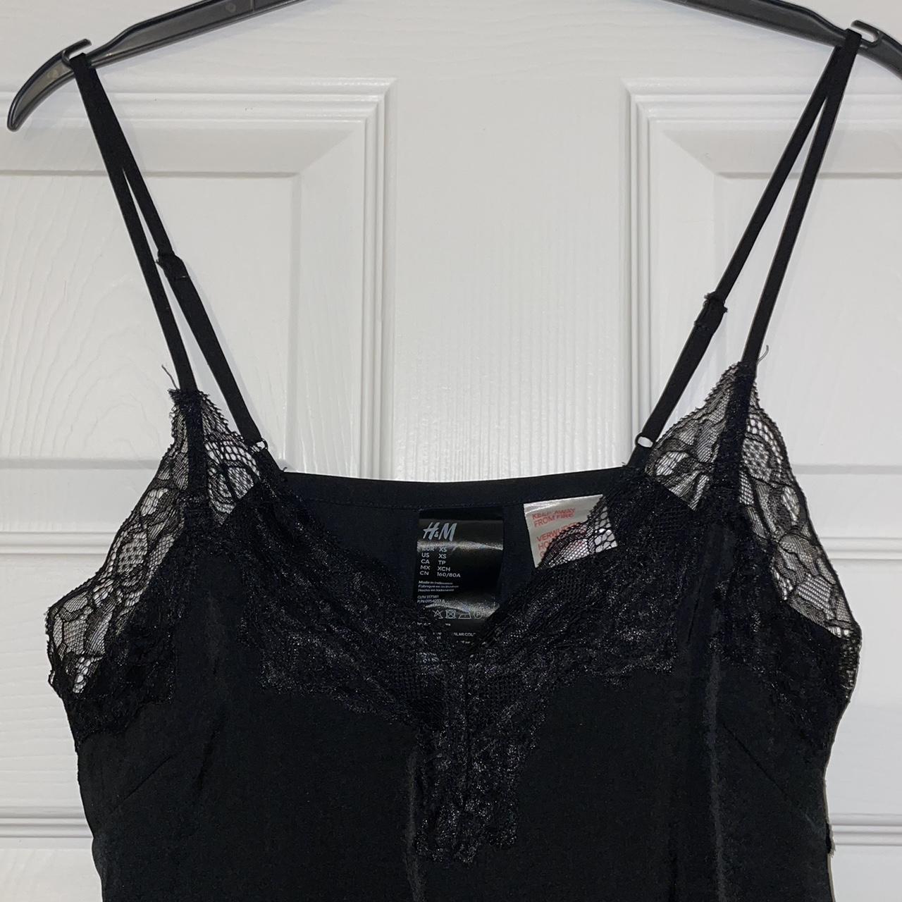 H&M black satin nightgown Lace detail