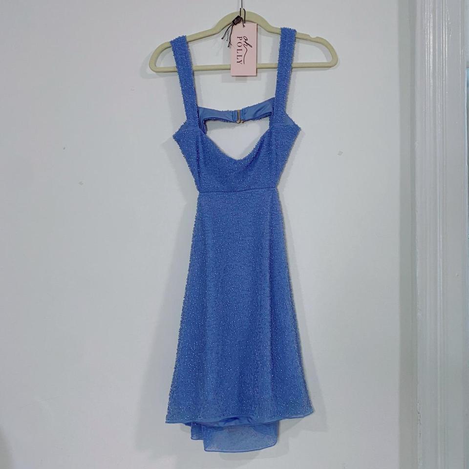 Emilion Embellished Cut Out Mini Dress in Powder Blue
