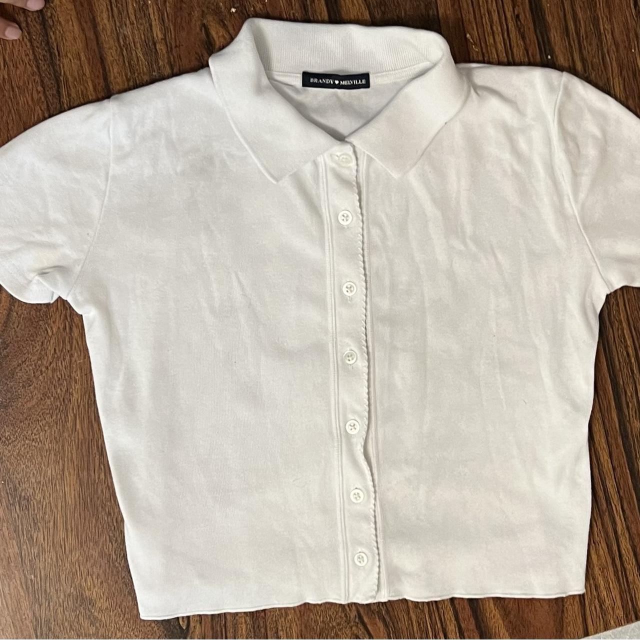 Brandy Melville cropped white polo Has Depop