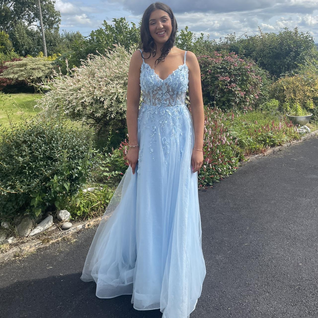 Baby blue debs dress Size 8 Worn twice in perfect... Depop