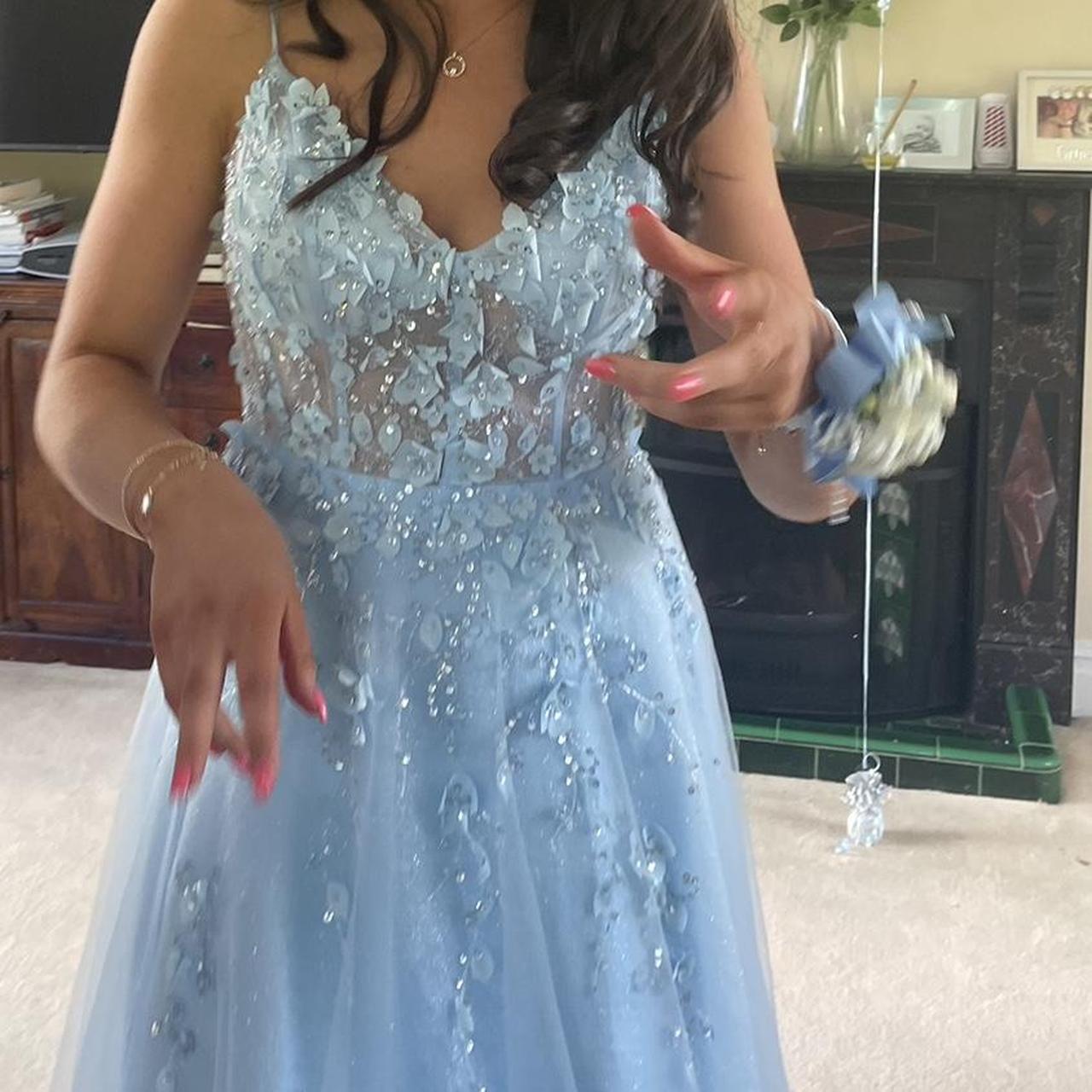 Baby blue debs dress Size 8 Worn twice in perfect... Depop