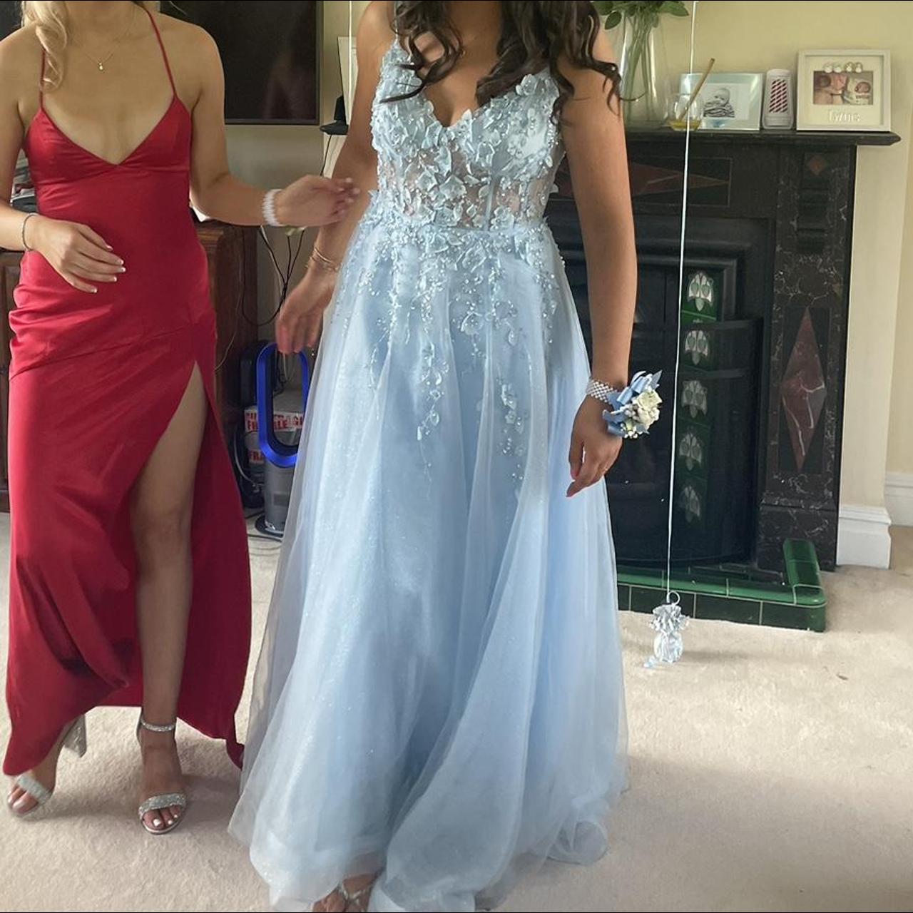 Baby blue debs dress Size 8 Worn twice in perfect... Depop