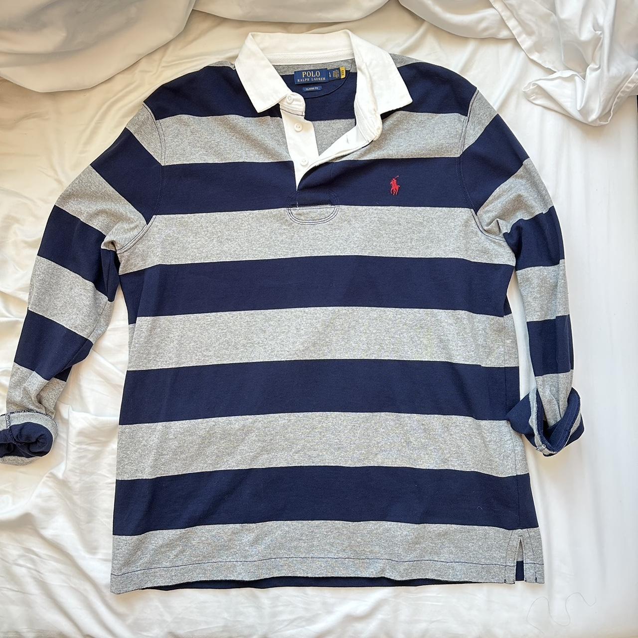 Polo Ralph Lauren Men's Grey and Navy Polo-shirts | Depop