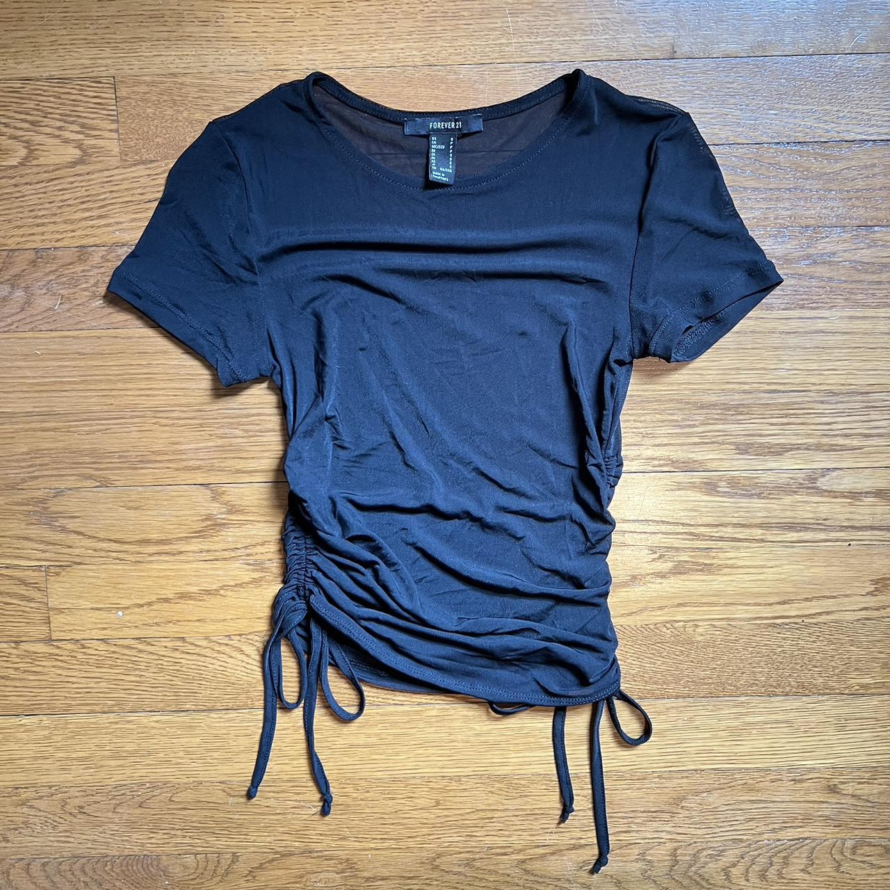 Forever 21 Black Sheer Mesh Baby Tee Crop Top Depop