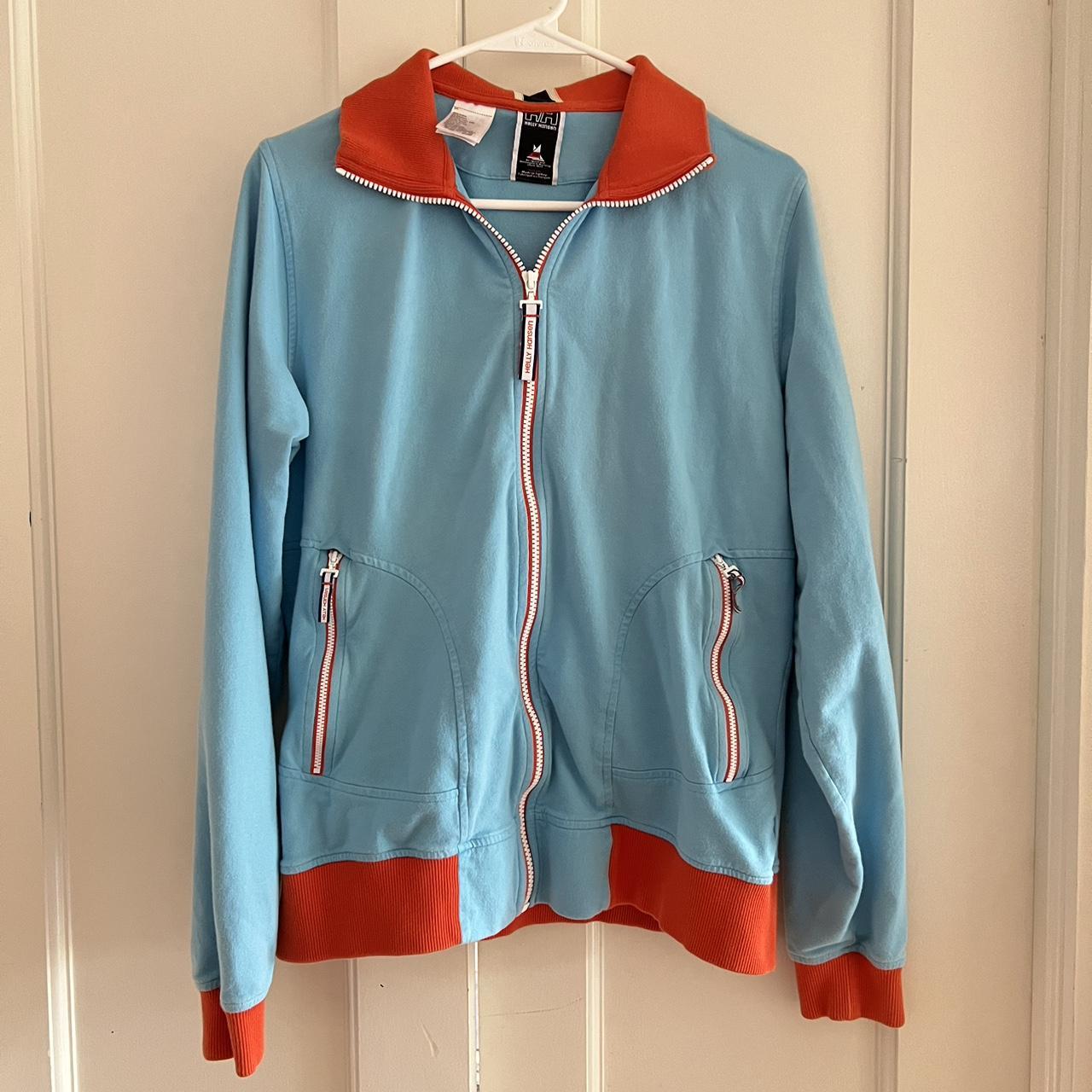 Vintage Helly Hansen Light Blue and Orange Zip