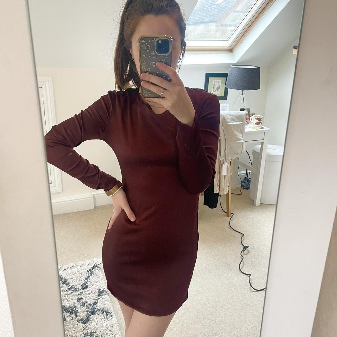 Zara Women's Burgundy Dress | Depop