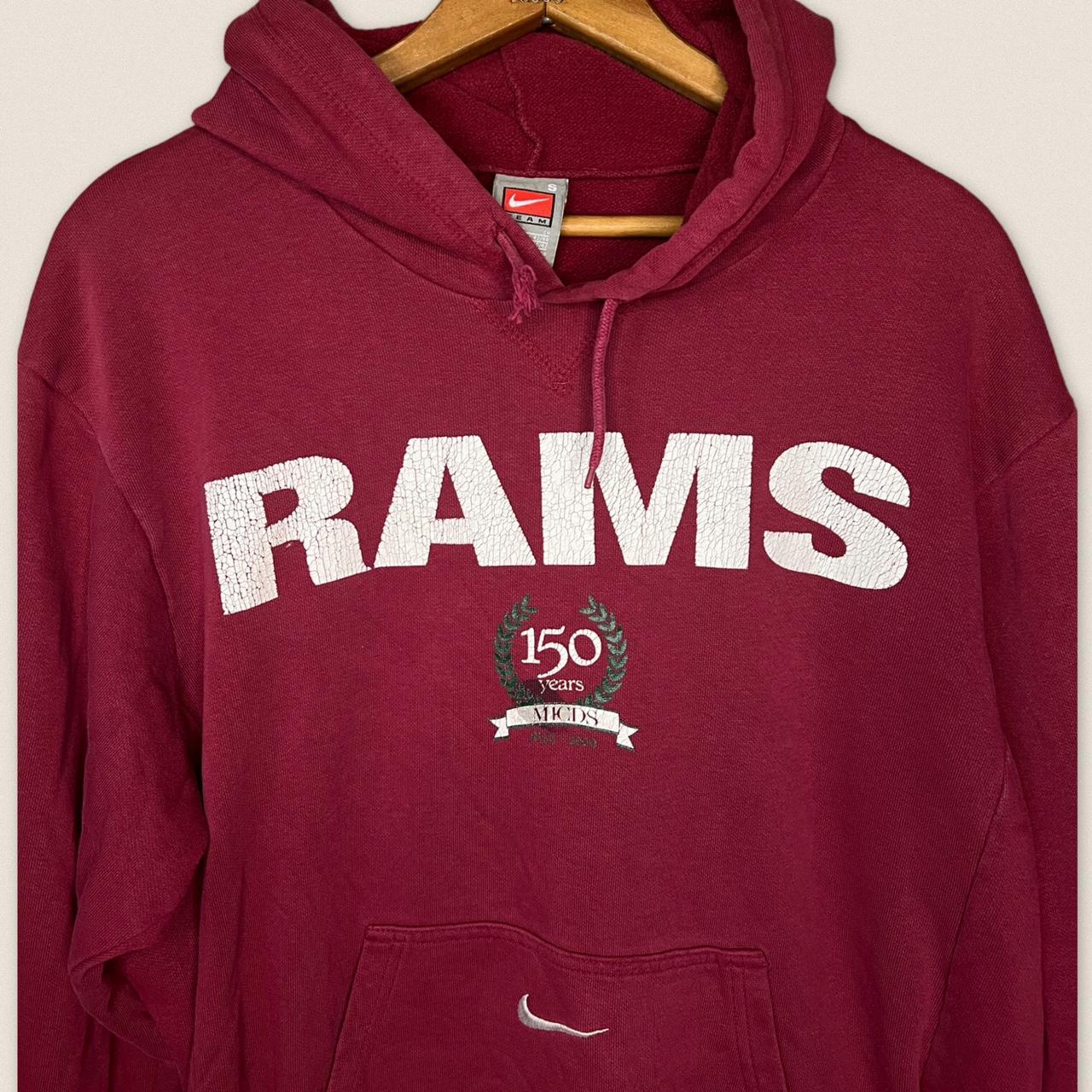 Rams Nike Pullover Hoodie Thrashed Worn in Size - Depop