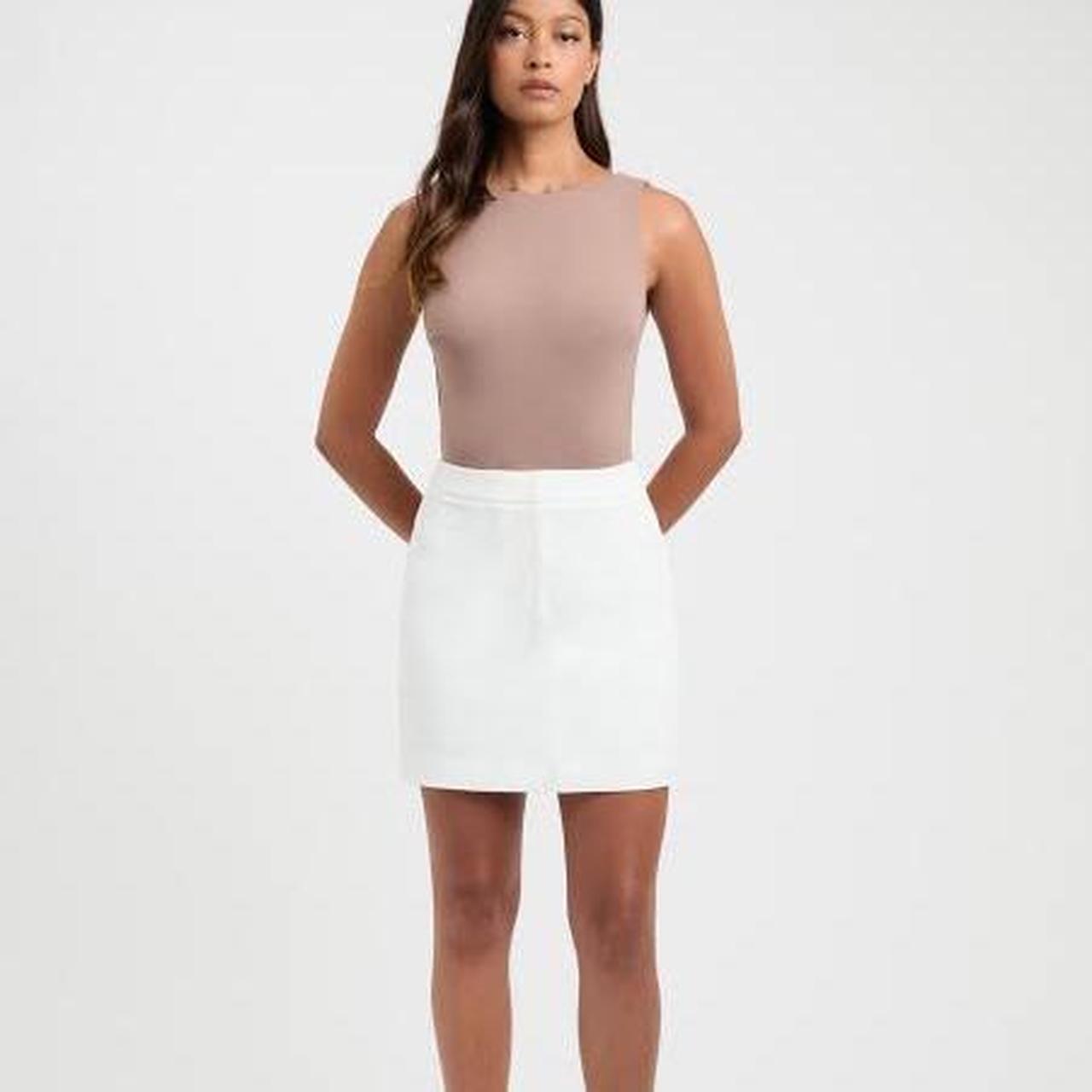 Kookai White Oyster Core Mini Skirt Size 38/10 Worn... Depop