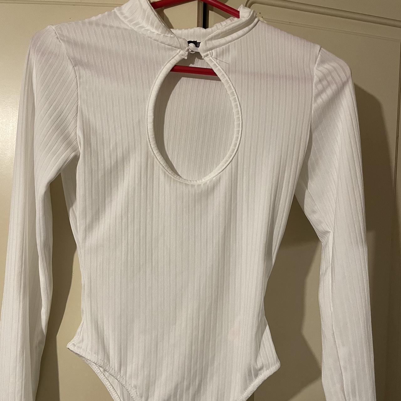 Boohoo White Bodysuit Keyhole Design Worn Once Depop