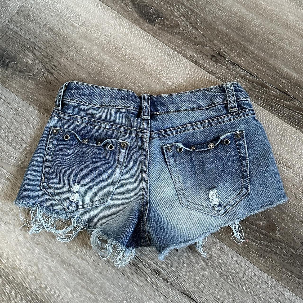 max rave embellished denim shorts super cute... - Depop