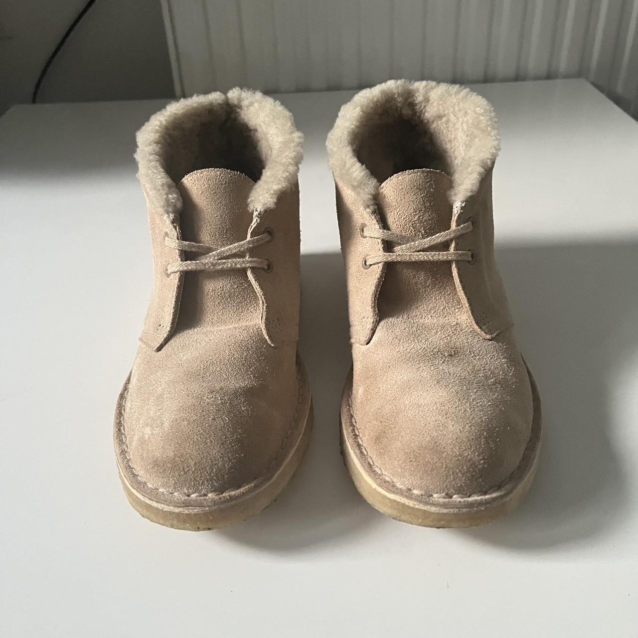 Clarks Women's Tan and Cream Boots Depop