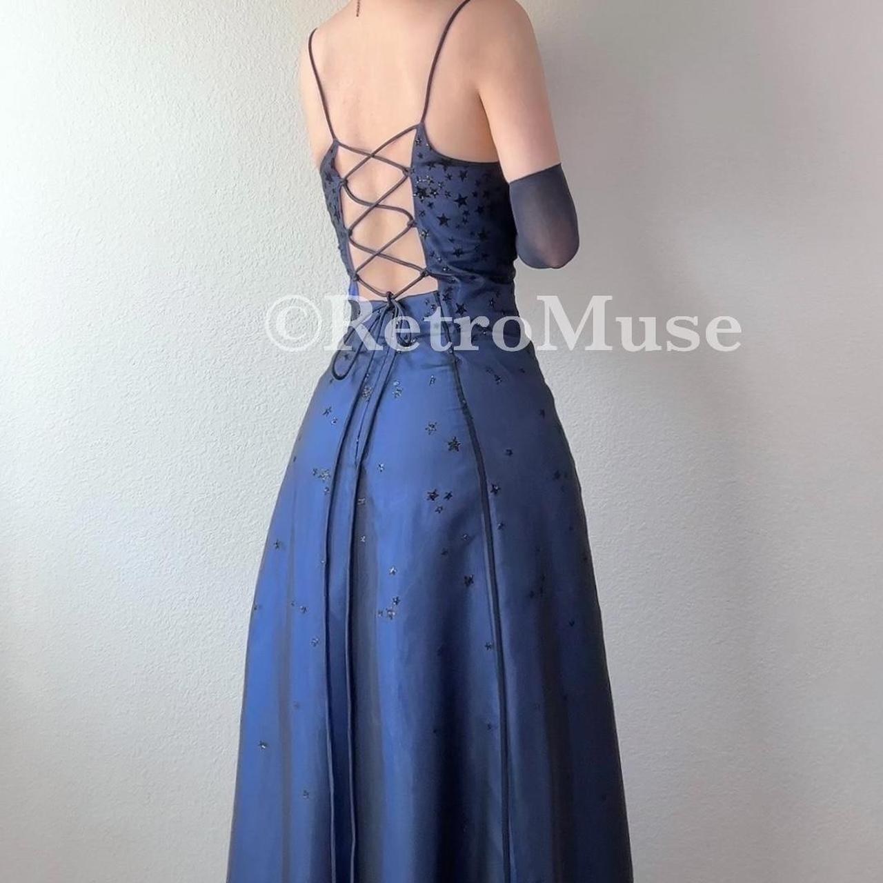 Women's Blue and Black Dress Depop