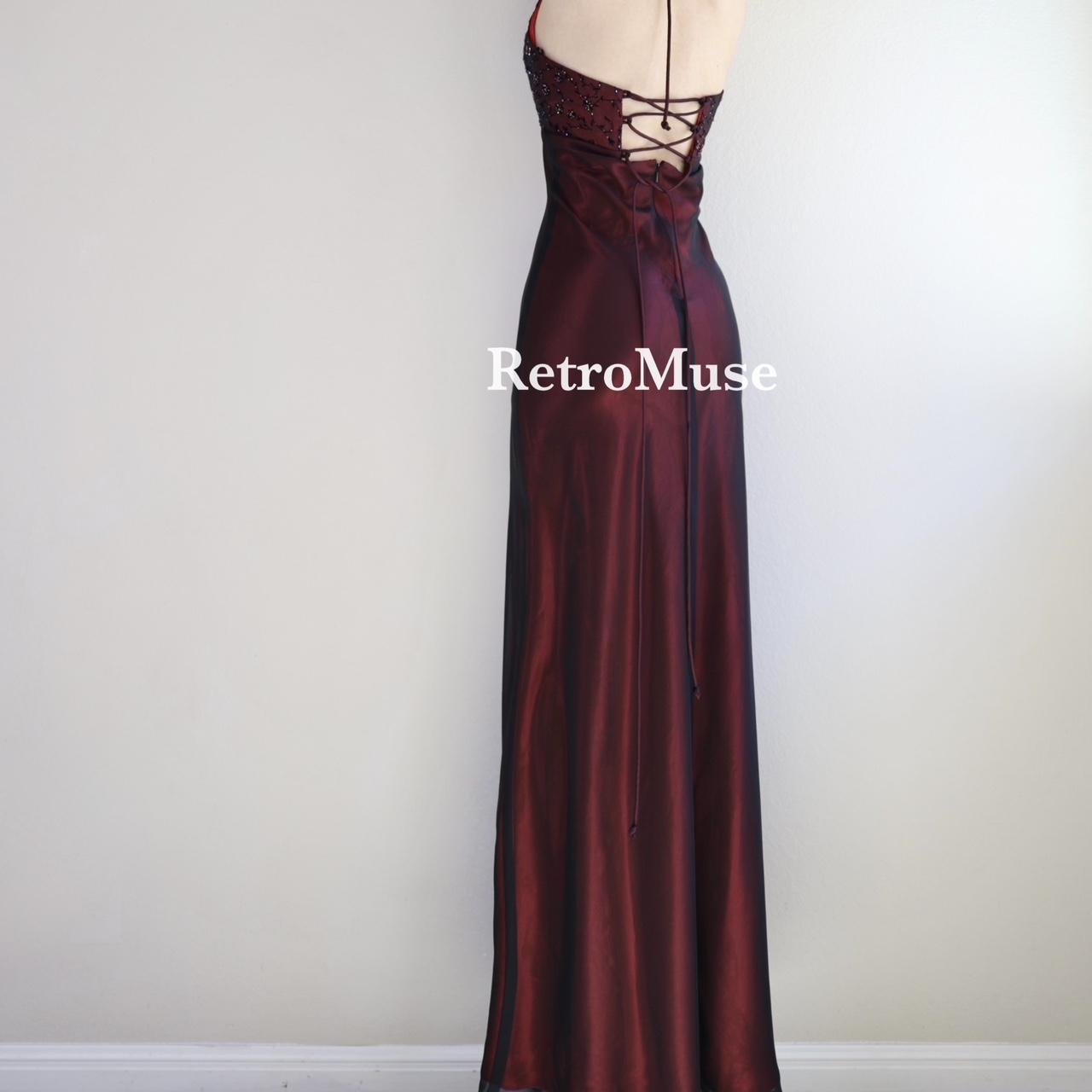 Y2K vintage dark red beaded gown goth prom dress 😽... - Depop