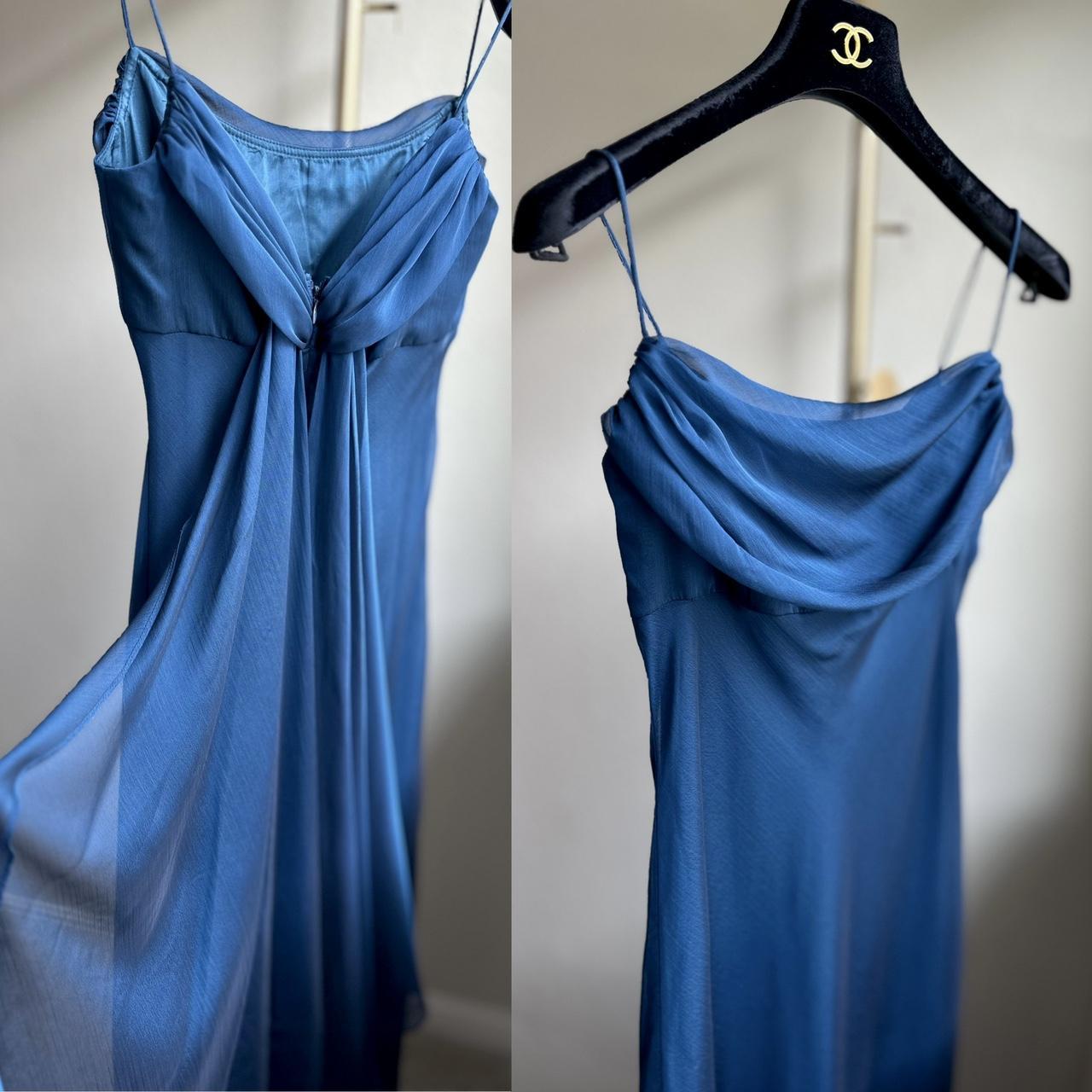 Y2K vintage dark teal blue gown goth prom... - Depop
