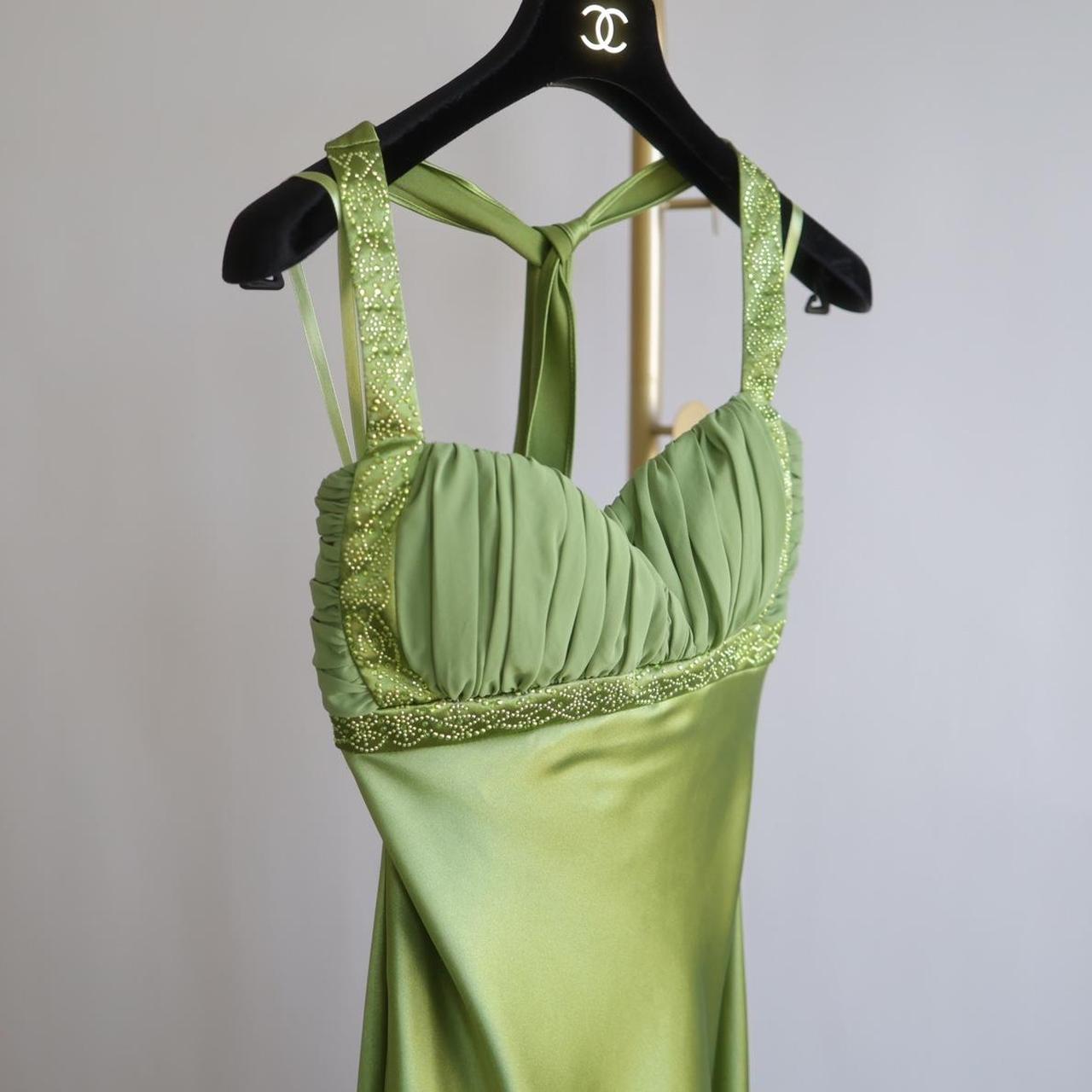 Y2K vintage shimmer sage green gown prom dress 🖤... - Depop