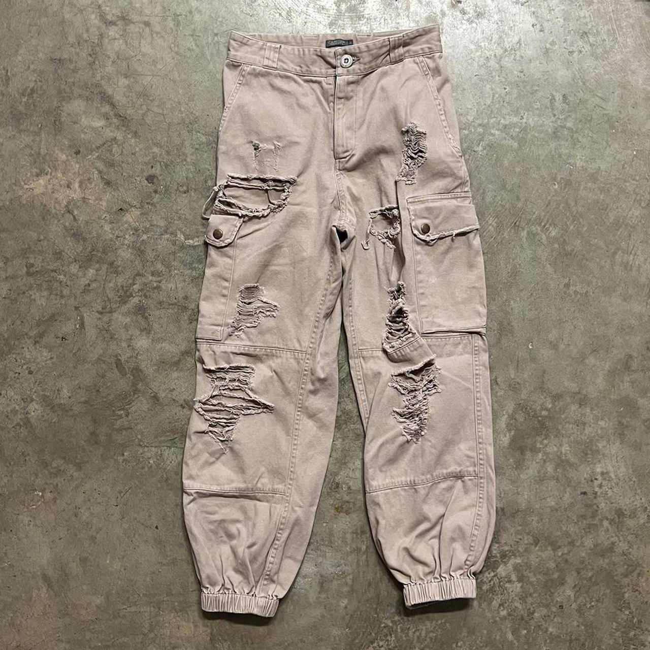 Distressed on sale cargo joggers