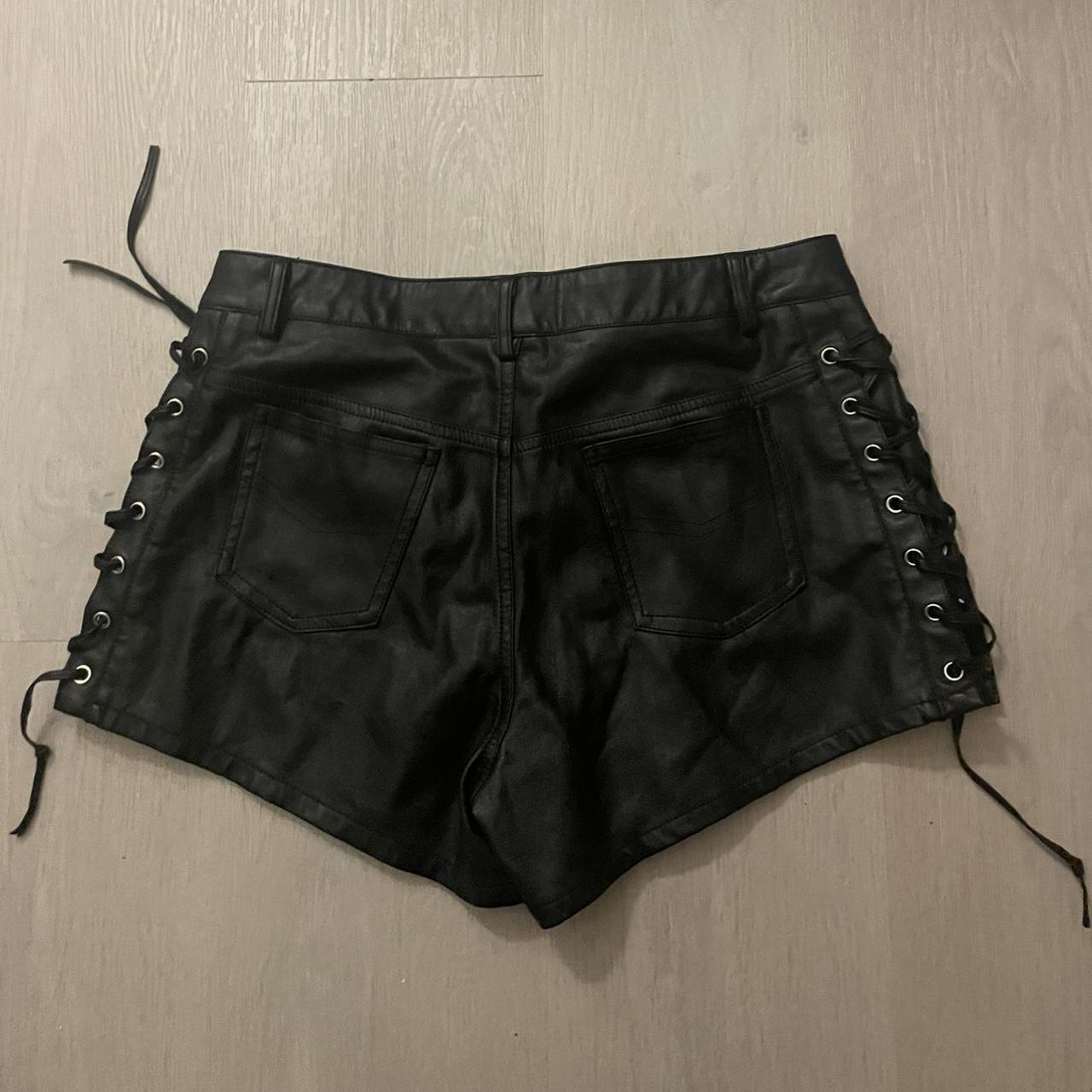 Faux leather shorts. The inside is lined with faux... - Depop