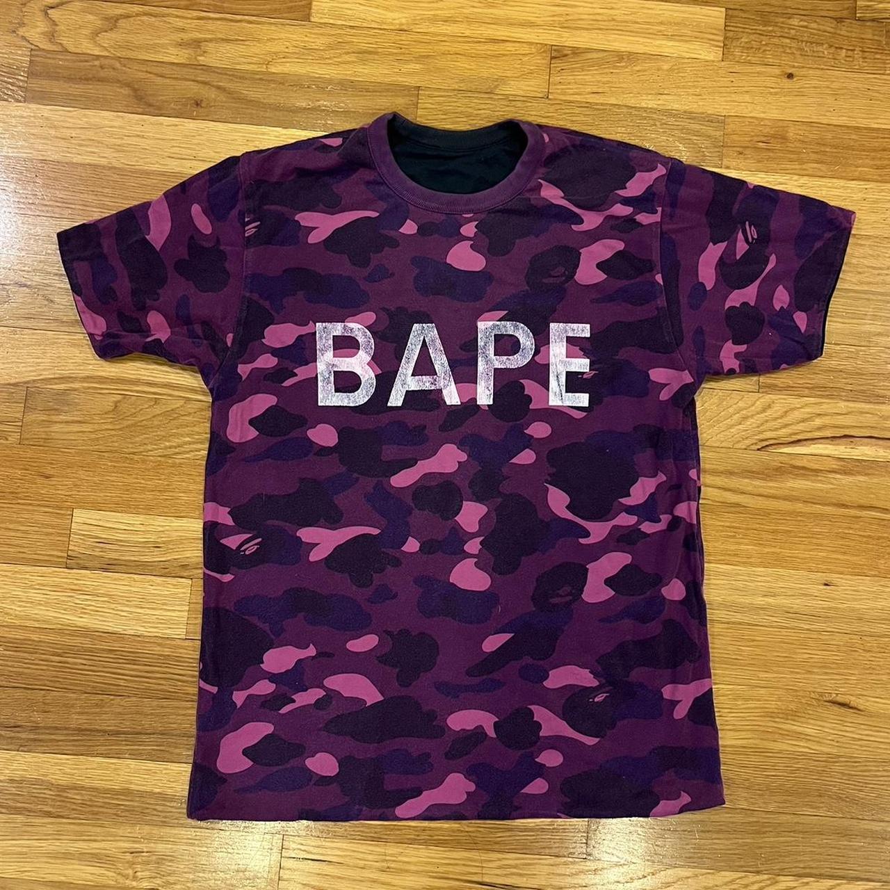 Vintage BAPE reversible T shirt purple camo neon. Depop