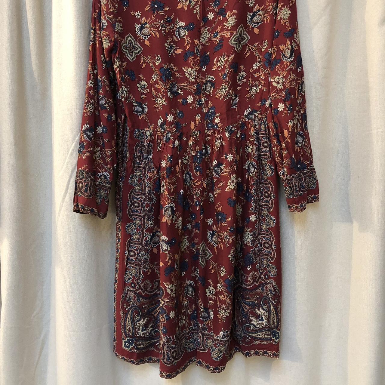 Lucky Brand Women's Burgundy and Red Dress | Depop