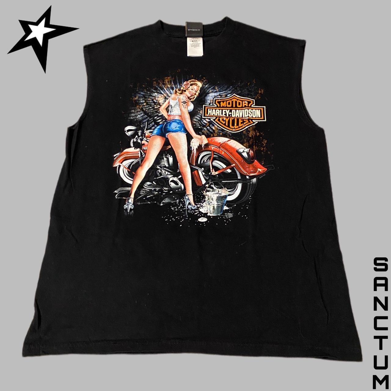 🕷 Grunge Y2k Biker Pinup Harley Davidson Tank Top - Depop